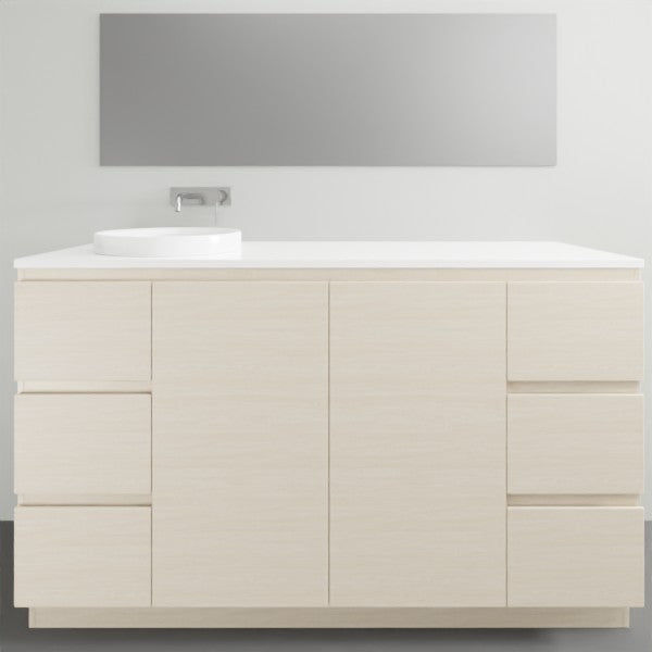 ADP Glacier Lite Ensuite Vanity Set with Solid Surface Top - 3-Piece Door and Drawer Bathroom Vanity for Modern Homes | Perfect for Small Bathrooms, Guest Suites & Apartment Remodels