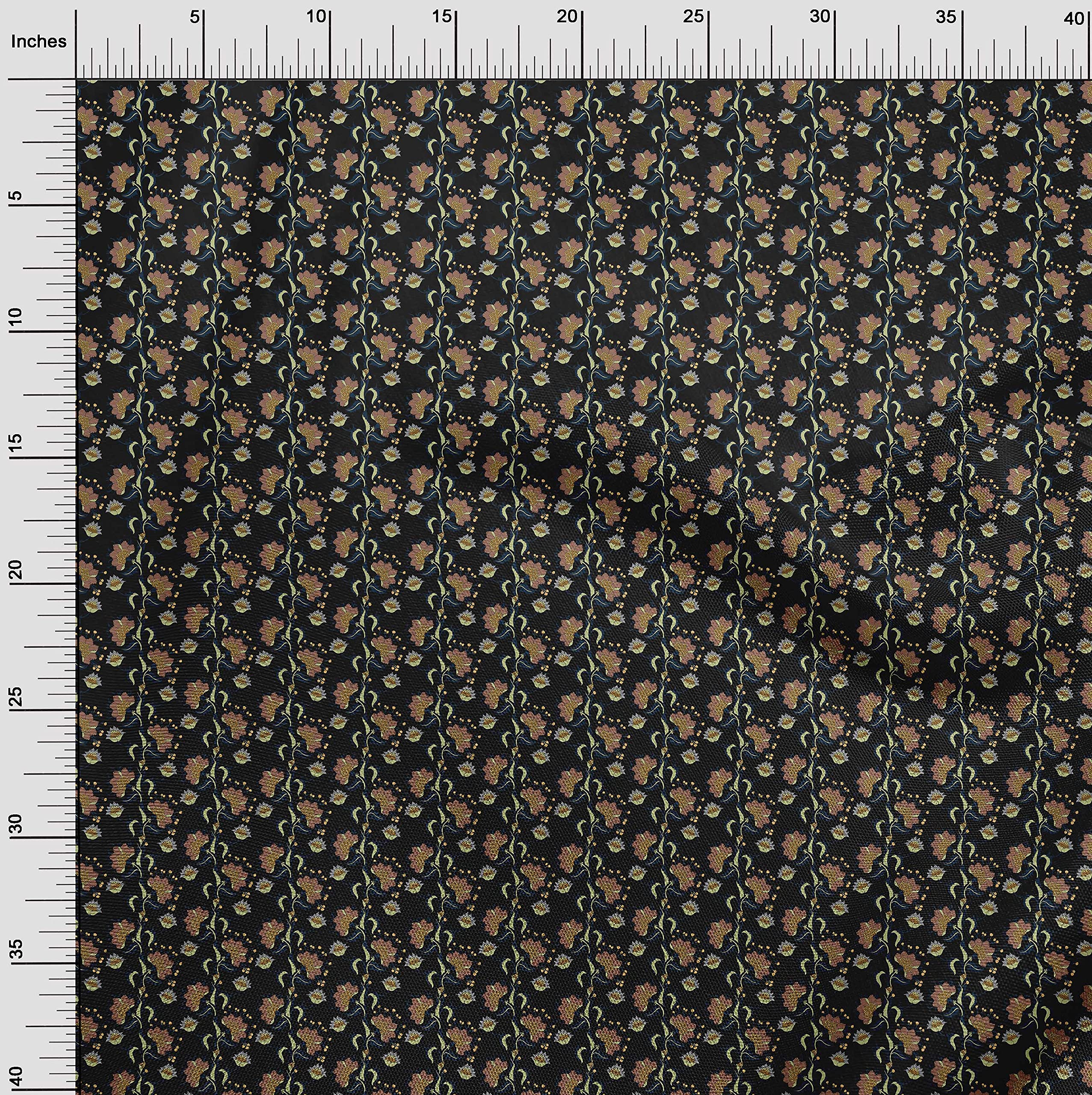 oneOone Cotton Jersey Black Fabric with Leaves & Clover Print - 58 Inch Wide by The Yard - Perfect for DIY Dresses, Skirts, and Home Decor Projects