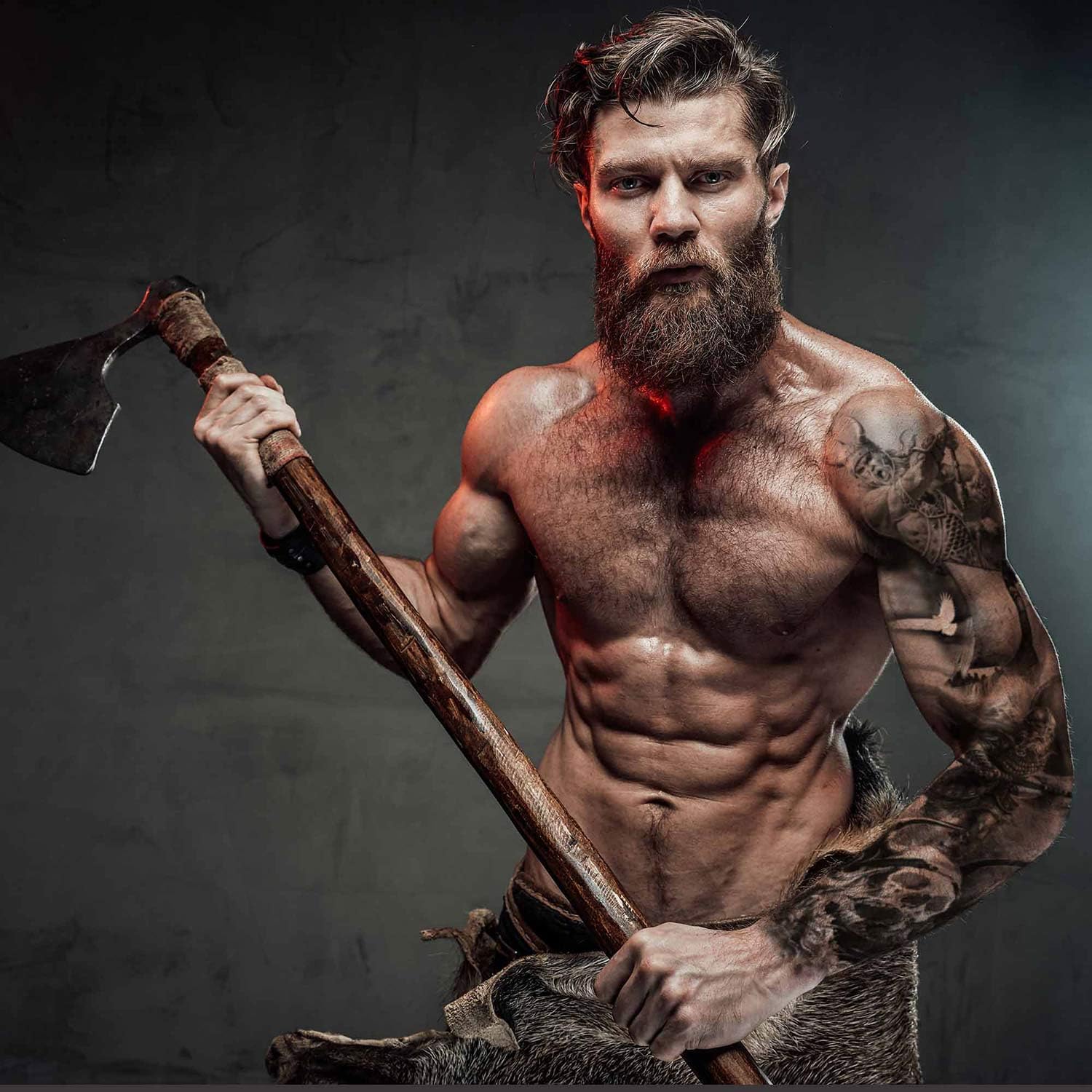 Viking Arm Tattoo Sleeve - Full Arm Temporary Tattoo | Black Norse Design | Fake Tattoo for Men | Perfect for Cosplay, Halloween & Viking Themed Parties