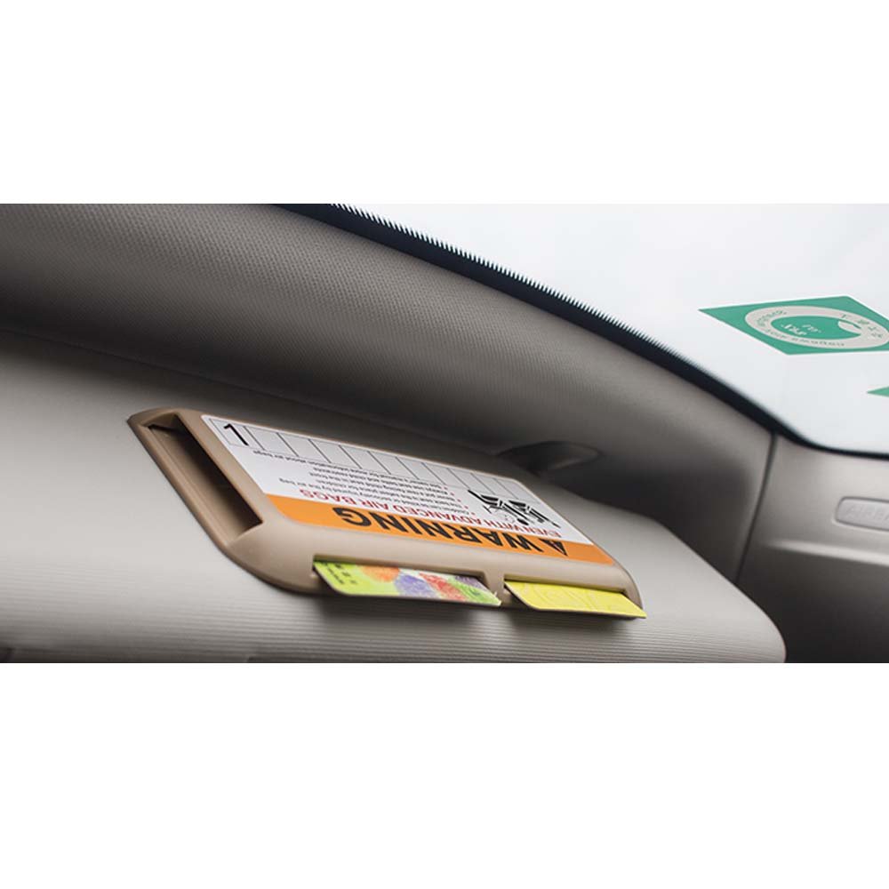 Universal Car Sunshade with Phone Number Display & IC Card Holder - Beige Auto Sun Visor Organizer for Parking, Commuting, and Road Trips