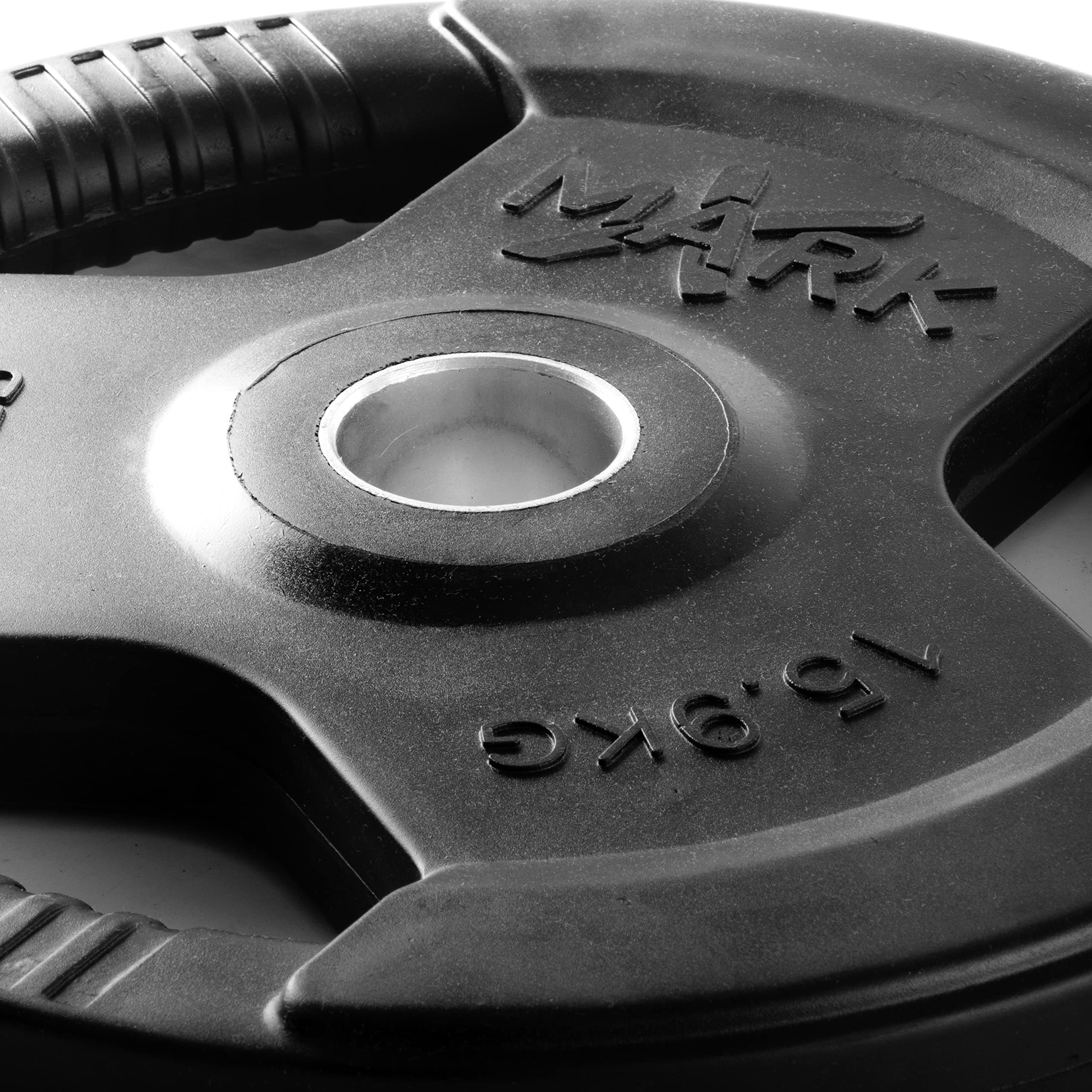XMARK TRI-GRIP Olympic Weight Plates Set - Rubber Coated Exercise Weights for Olympic Barbell Strength Training | Home Gym Equipment for CrossFit, Powerlifting & Weightlifting Workouts