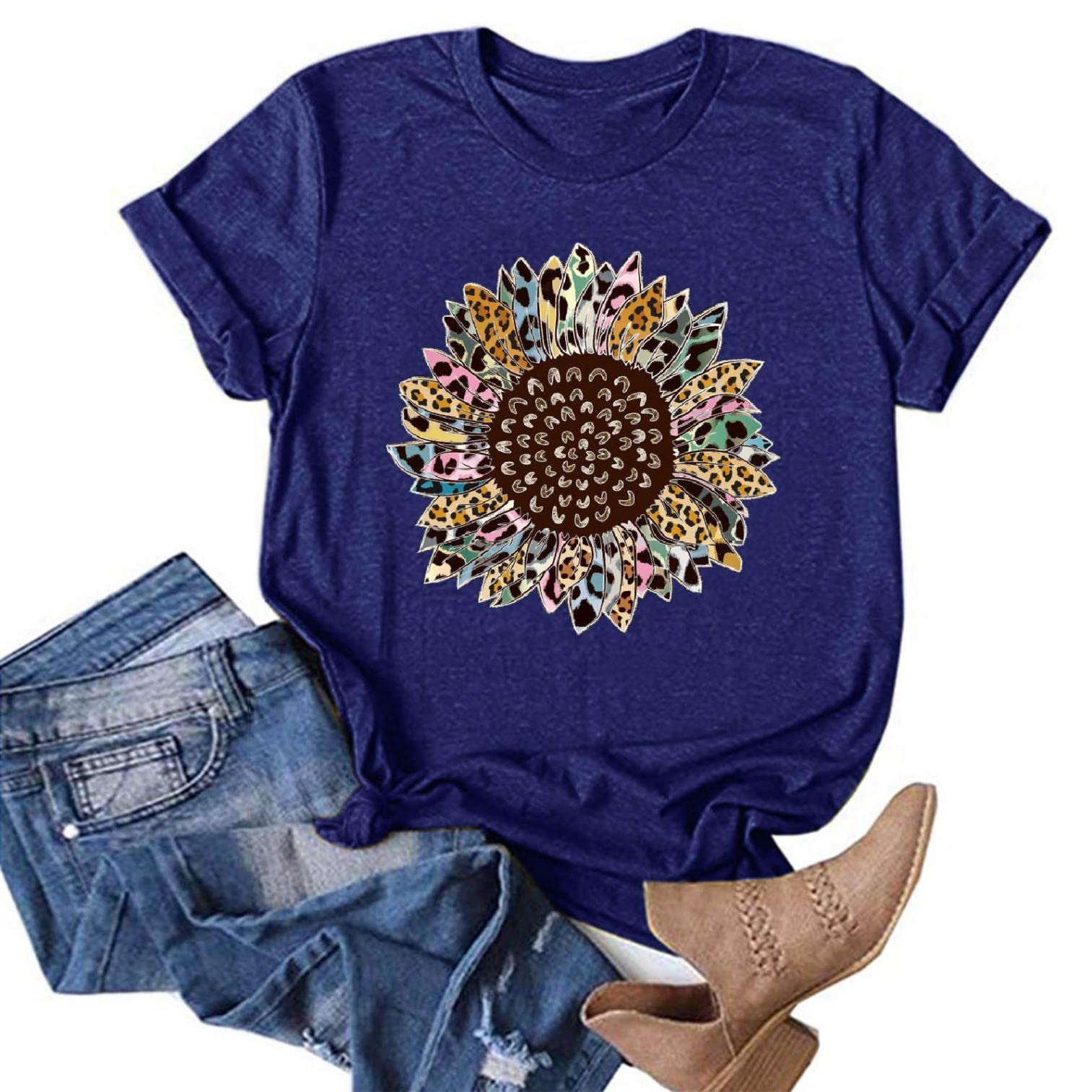 FABIURT Women's Casual Short Sleeve T-Shirt - Loose Fit Printed Funny Graphic Tee, O-Neck Blouse Top for Everyday Wear, Street Style & Summer Outfits
