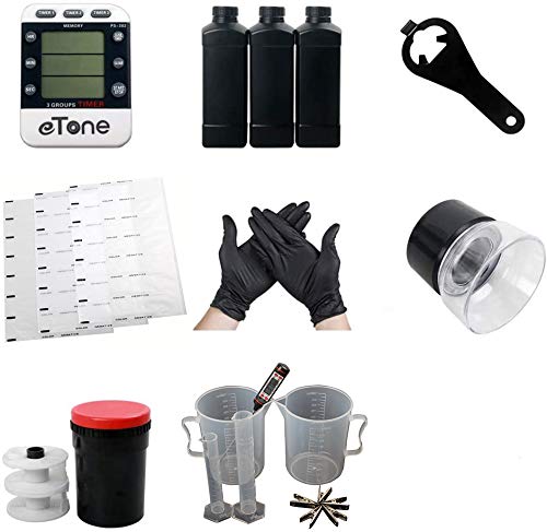 135 & 35mm Color/B&W Film Darkroom Kit - Film Developing Tank, Timer Clock, Canister Opener & Chemical Bottles for Professional Film Processing at Home or Studio