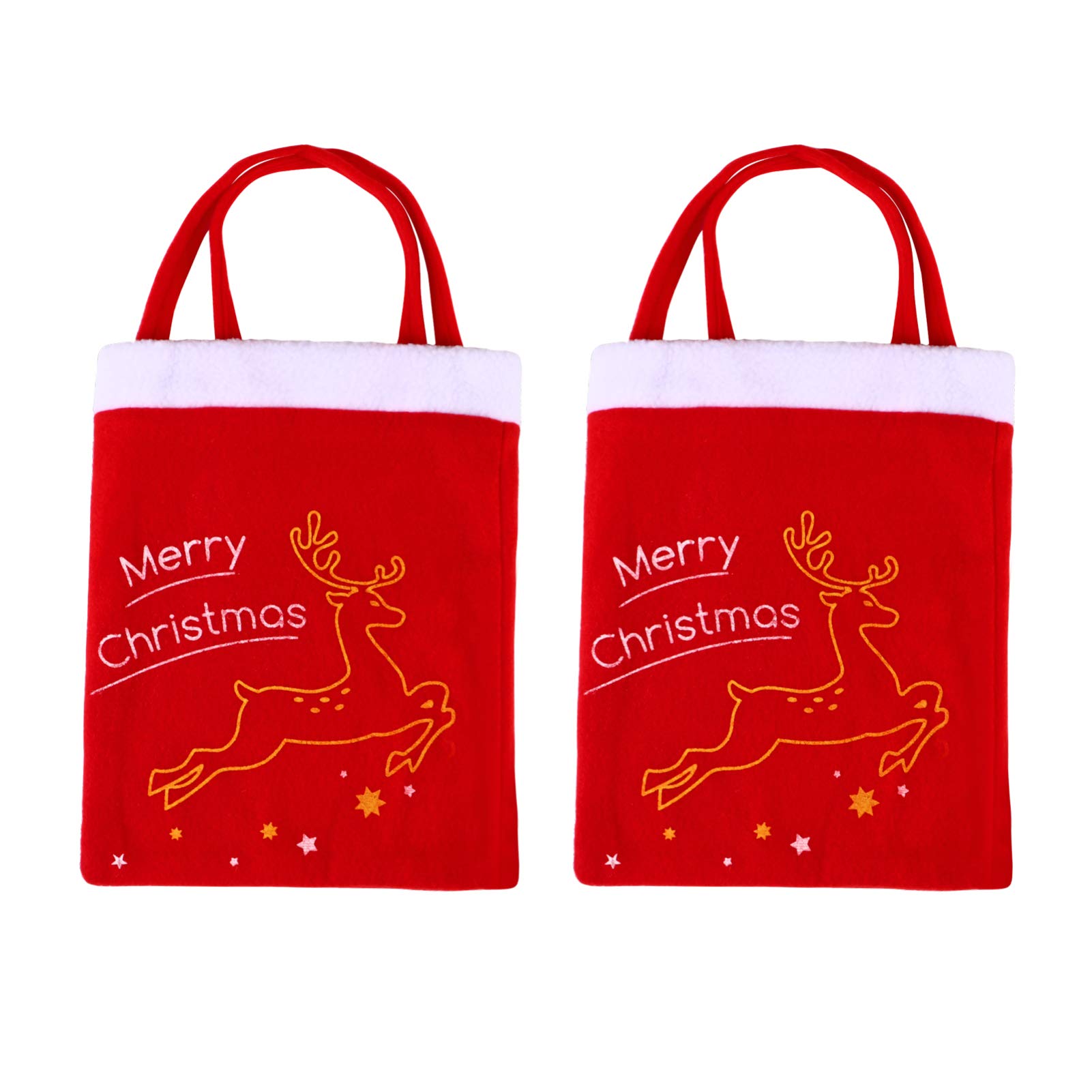 ARTIBETTER 2-Pack Christmas Candy Gift Bags with Handles - Medium Red Holiday Party Favor Bags for Xmas Treats, Gifts & Candy Storage - Perfect for Christmas Parties, School Events & Holiday Gift Exchanges