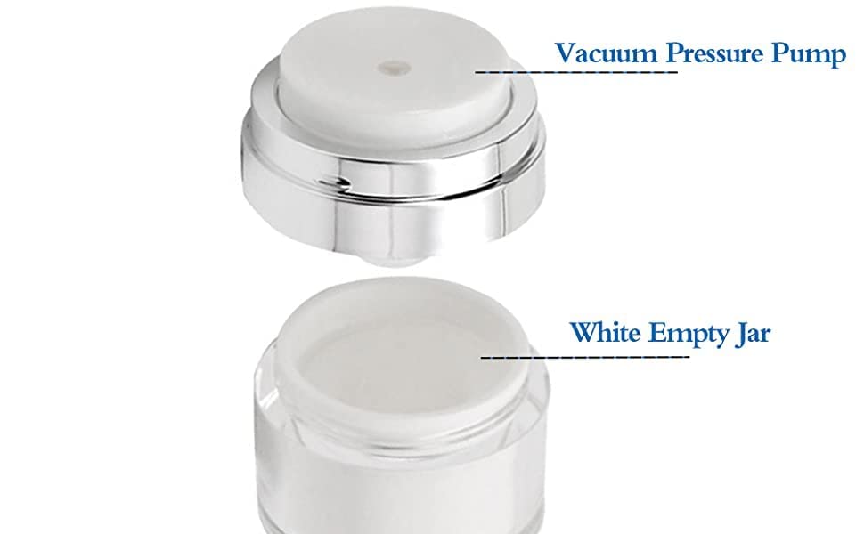 SNNP Airless Pump Jars - Refillable Acrylic Cosmetic Containers with Lids for Face Cream, Lotion & Skincare | Travel-Friendly Moisturizer Dispenser for Thick Creams | Perfect for Home, Salon & On-The-Go Use