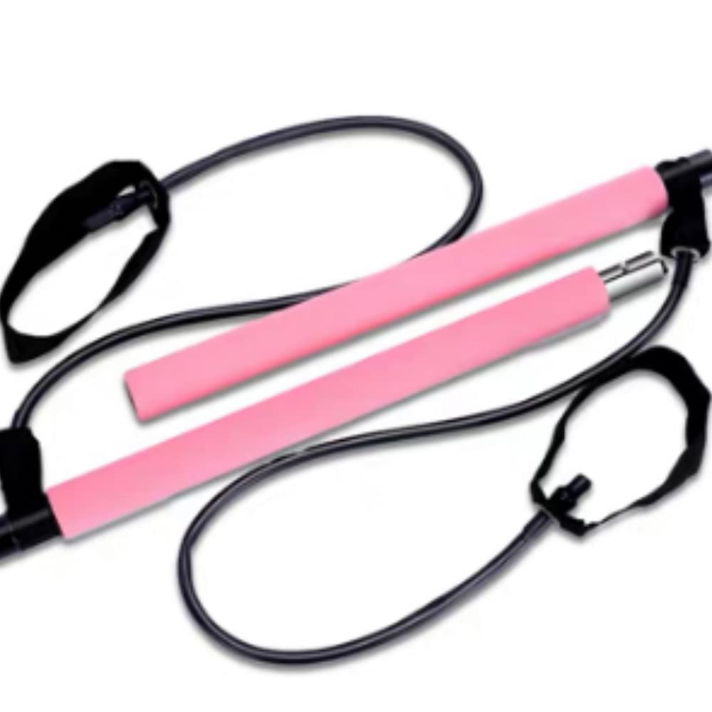 Pilates Exercise Stick Kit - Portable 3-Section Yoga Resistance Bands for Legs & Butt Workout, Pilates Bar with Adjustable Foot Strap for Full Body Training | Home Gym Equipment for Women, Fitness Enthusiasts