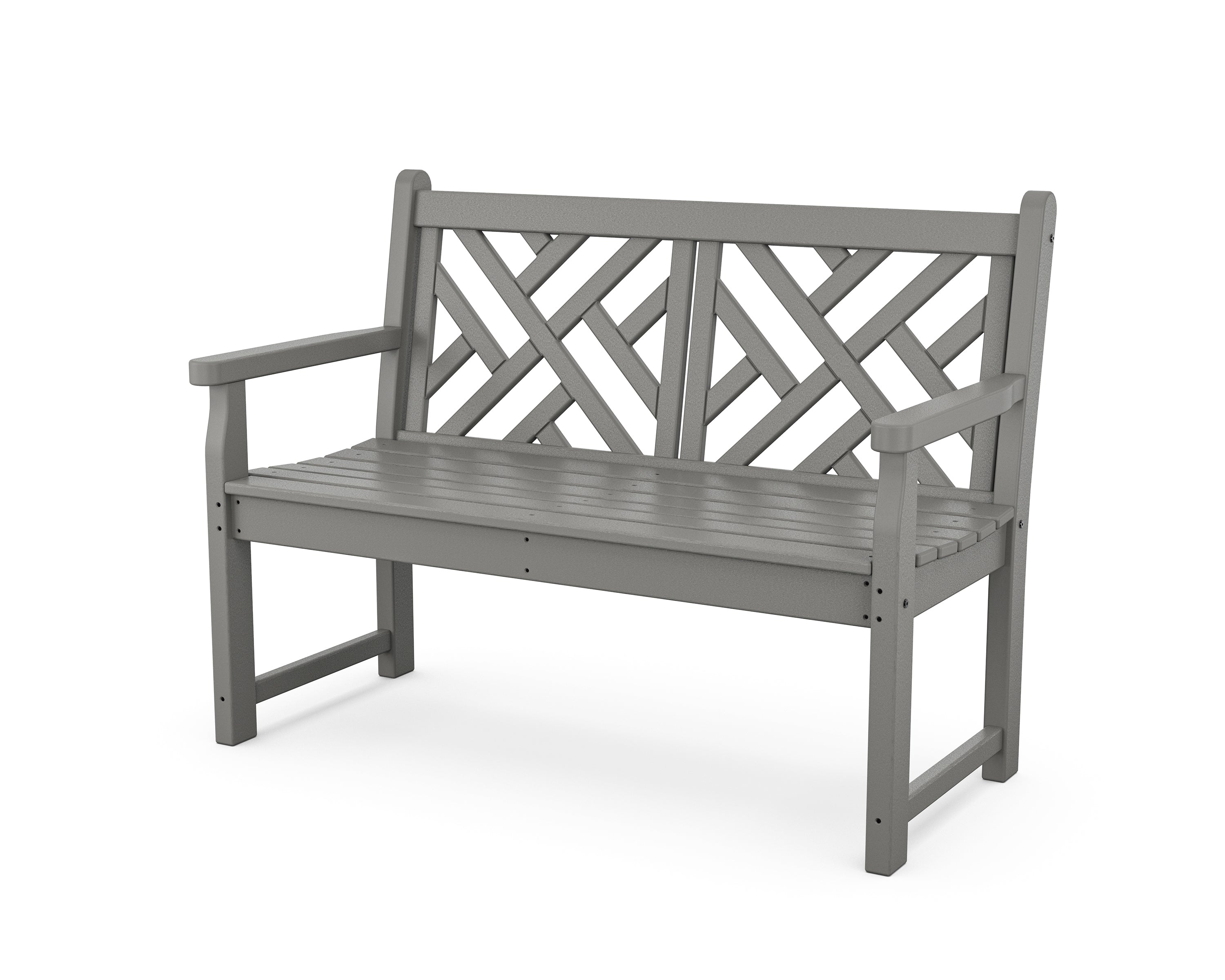 POLYWOOD Chippendale 48-Inch Outdoor Bench - Classic White Adirondack Style Garden Seating for Patio, Deck, or Poolside - Weather-Resistant Recycled Plastic Furniture