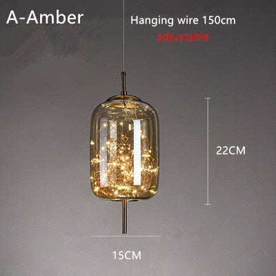 Modern Glass Net Long Line Pendant Chandelier Lights - Elegant Ceiling Lighting Fixture for Dining Room, Living Room, Bedroom & Kitchen Decor