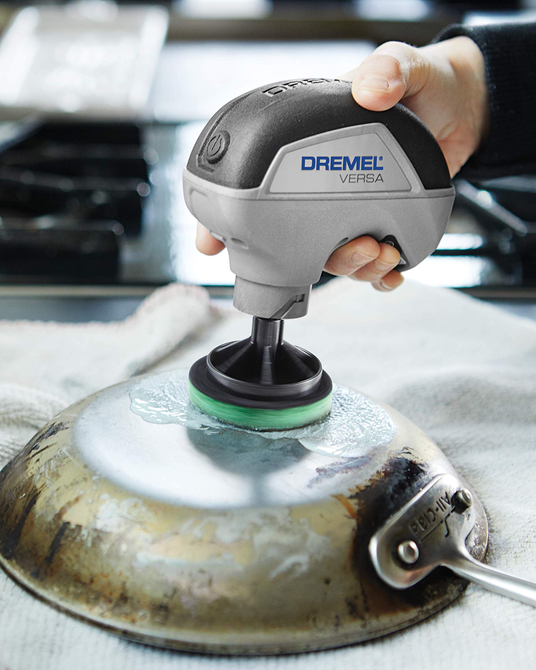 Dremel Versa Power Scrubber PC367-3 - Heavy Duty Cleaning Pads for Kitchen, Pots, Pans, Oven Racks & Grill Grates - Perfect for Deep Cleaning, Stain Removal & Tough Grease (3-Pack) - Ideal for Home Kitchen, Outdoor BBQ & Camping Cookware