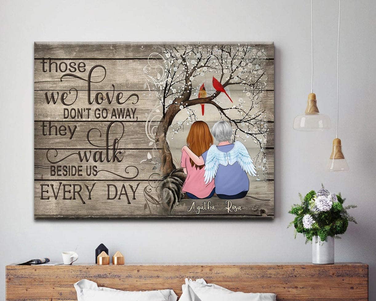 Personalized Memorial Canvas - Custom Name Wall Art for Mom, Framed Canvas Painting 1.25