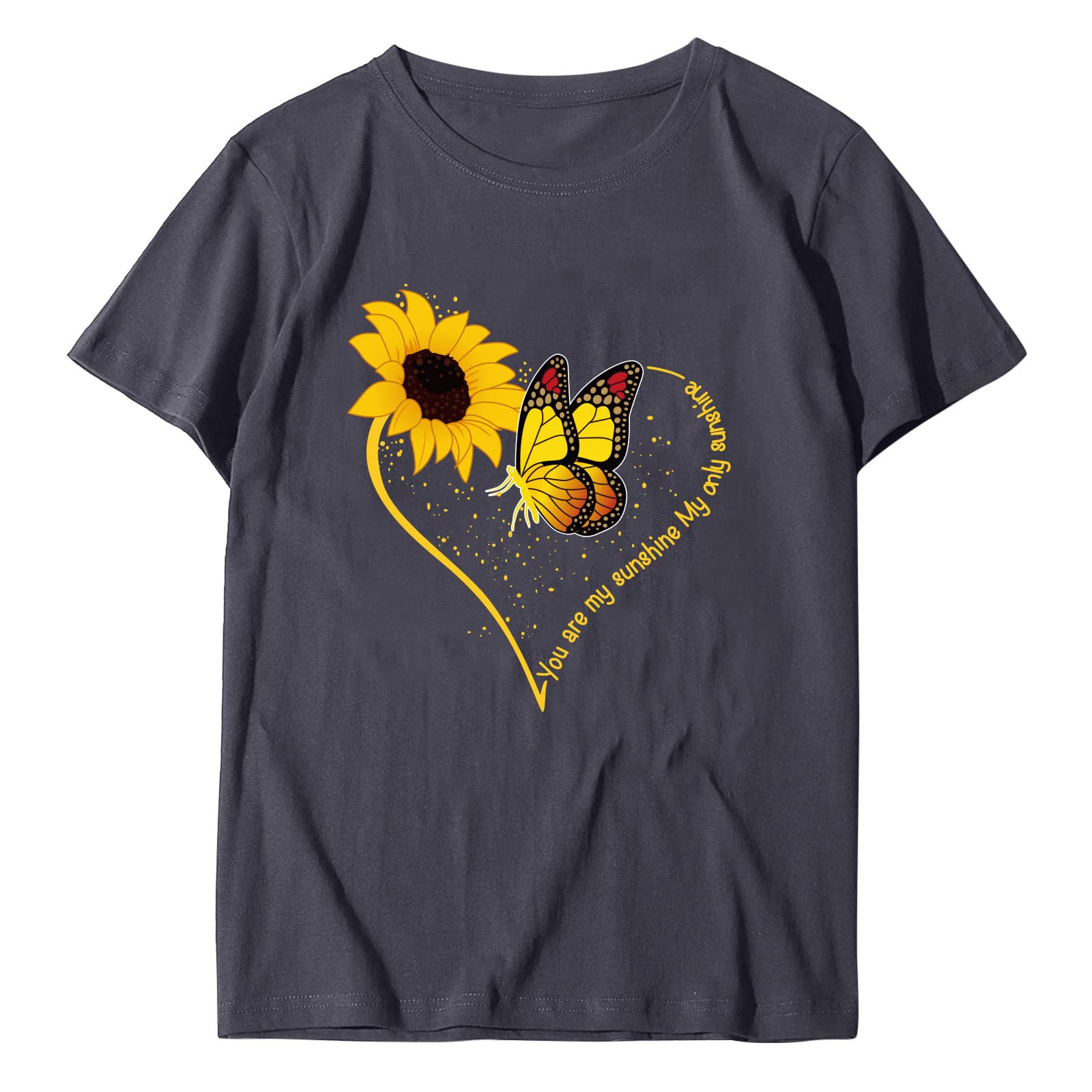 FMCHICO Women's Short Sleeve Loose T-Shirts - Casual Heart Print O-Neck Blouse Tops for Valentine's Day, Date Night & Everyday Wear