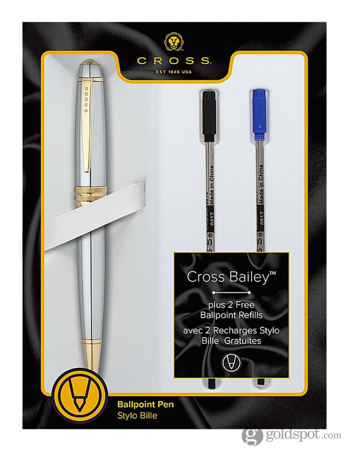 Cross Bailey Ballpoint Pen in Medalist Chrome - Premium Writing Instrument for Office, School & Gifts - Smooth Writing Experience for Professionals & Students