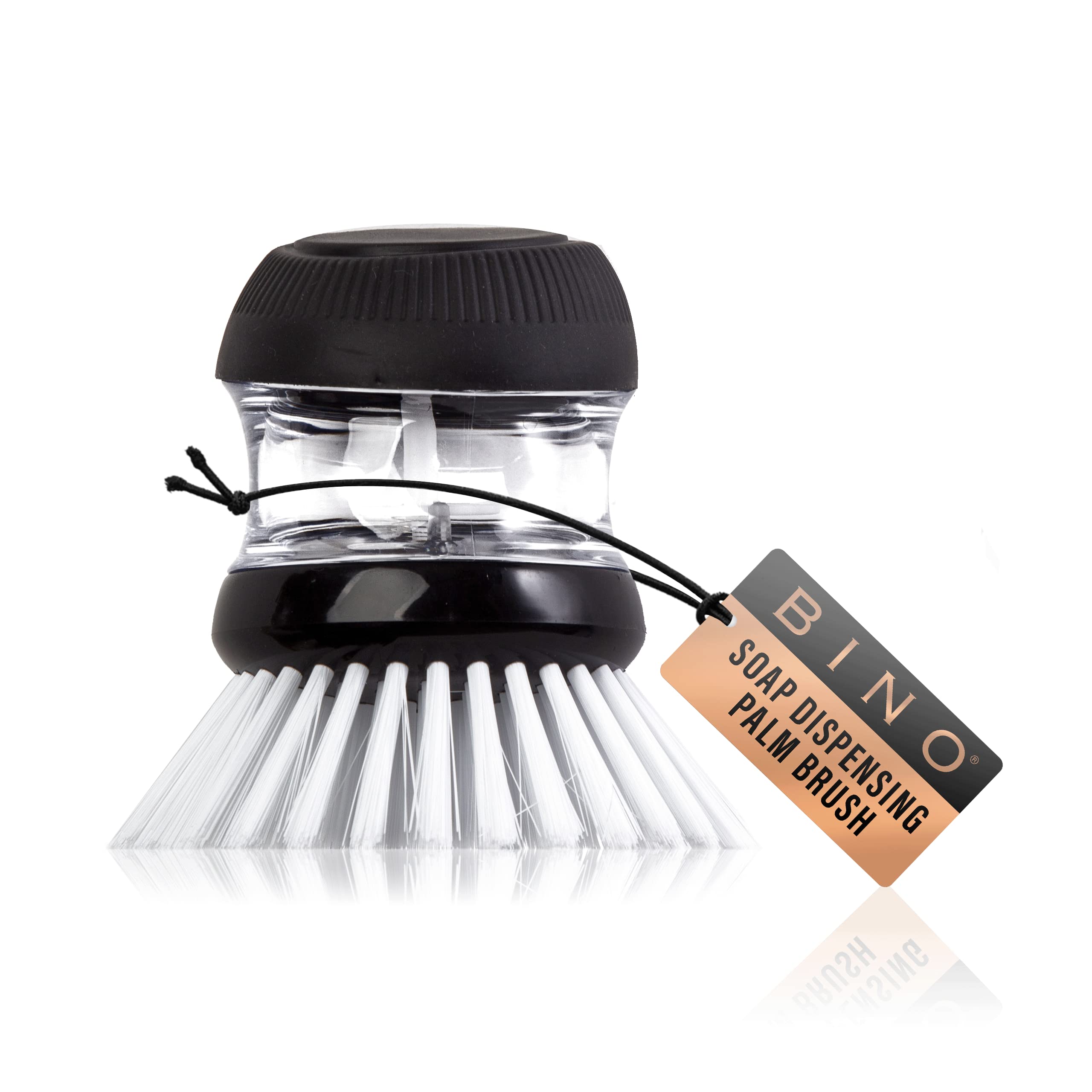BINO Palm Soap Dispenser Brush - Round Dish Scrubber with Refillable Design | Nylon Cleaning Brush for Kitchen, Sink & Household Dishwashing | Perfect for Pots, Pans, Plates & Utensils Cleaning