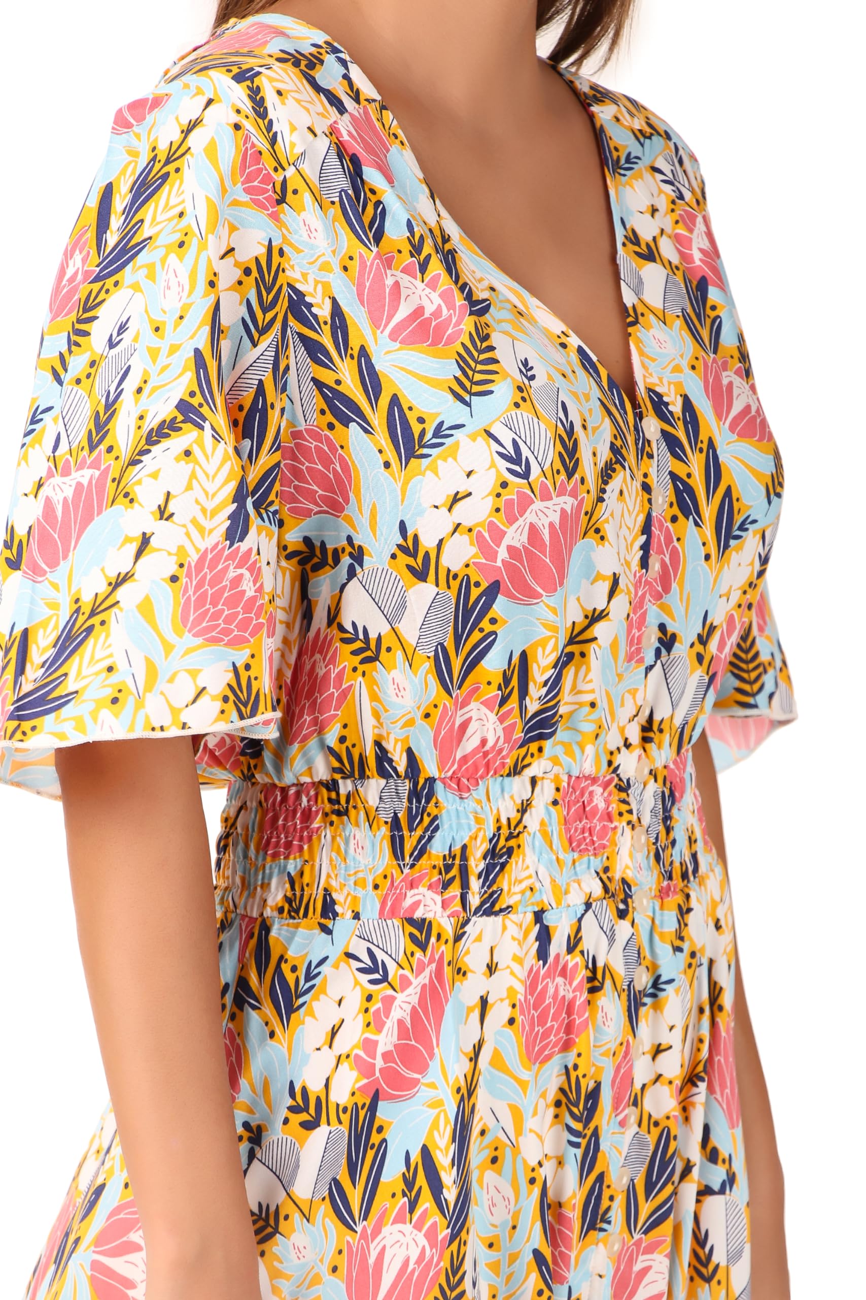 BoheeWohee Women's Floral Print Button Up Spring Summer Dress 2025 - Casual Flowy Maxi Dress for Beach, Vacation & Outdoor Activities
