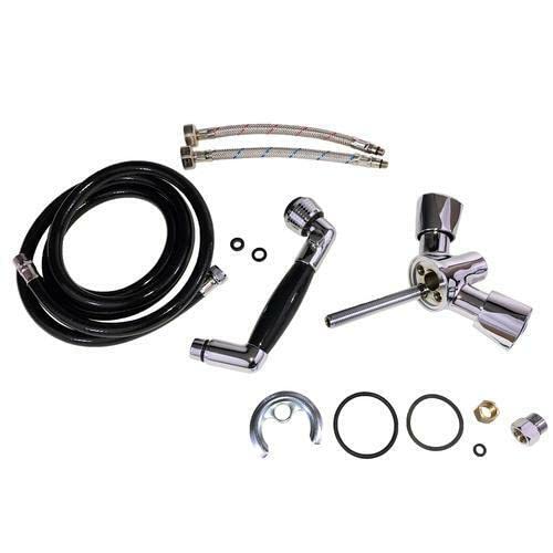 Scandvik 46027 Black Handle Combination Fixture with 5 Black Nylon Hoses & Triangle Knob - Perfect for RV, Marine, and Outdoor Water System Connections