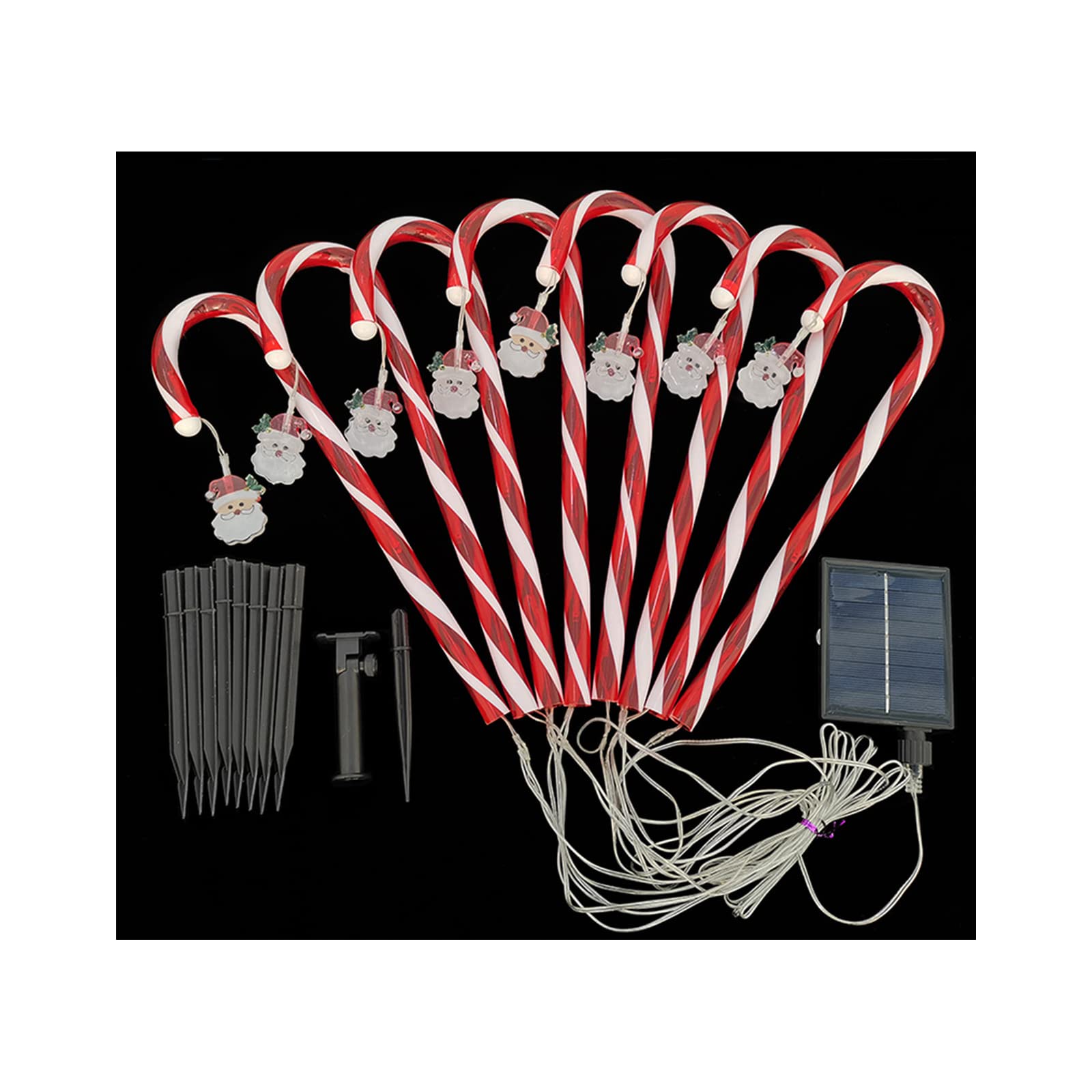 Solar Candy Cane Lights - Outdoor Christmas Pathway Decor (Set of 4/8/12) for Garden & Walkway