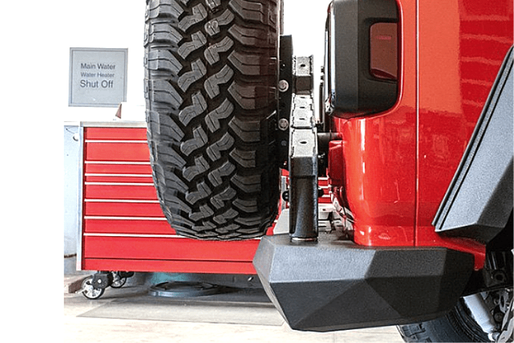 DV8 Offroad Jeep Wrangler JL 2018-2025 Full Width Rear Bumper with Tire Carrier RBJL 02 | Heavy Duty Steel Bumper for Off-Roading & Adventure | Perfect for Rock Crawling, Overlanding & Trail Riding