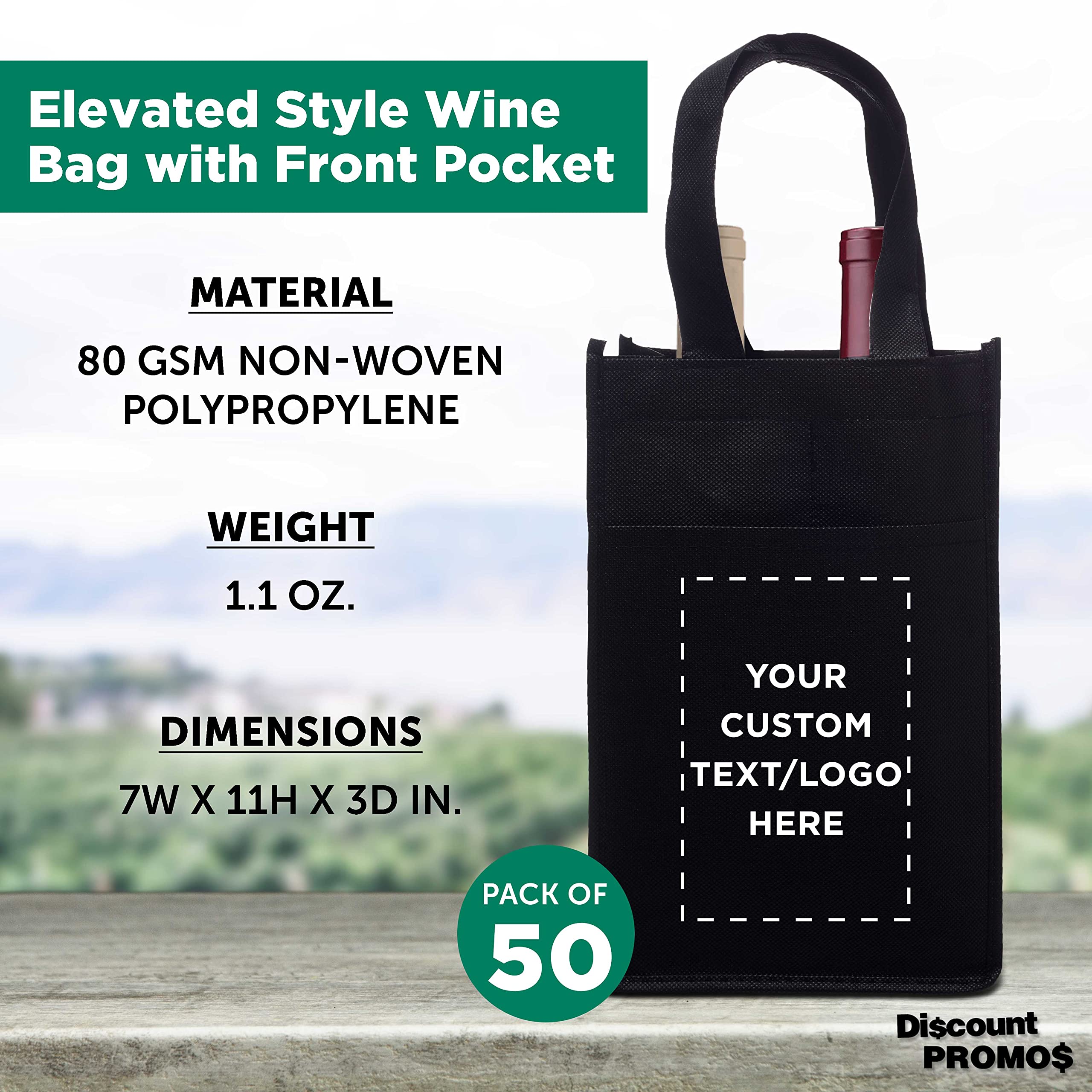 Eco-Friendly Non-Woven Reusable Wine Bottle Carrier Bag - Premium 2 Bottle Vineyard Tote for Gifts, Picnics & Wine Tasting Events | Durable & Stylish Wine Accessory