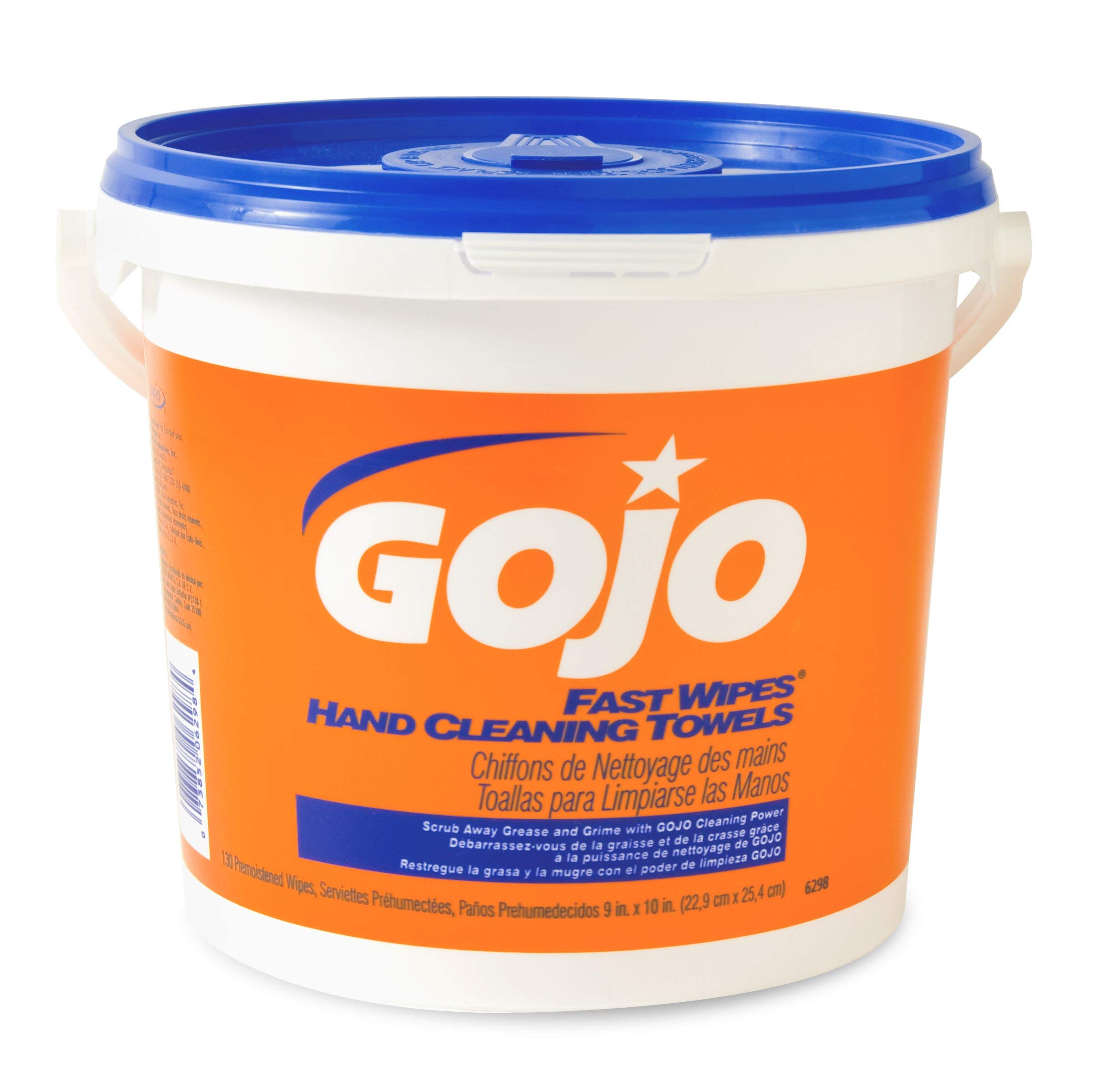 GOJO FAST TOWELS Disposable Hand Cleaning Towels - 7 3/4 x 11 Inches, 130 Towels per Bucket, 4 Buckets per Carton - Ideal for Restaurants, Hospitals, and Industrial Use