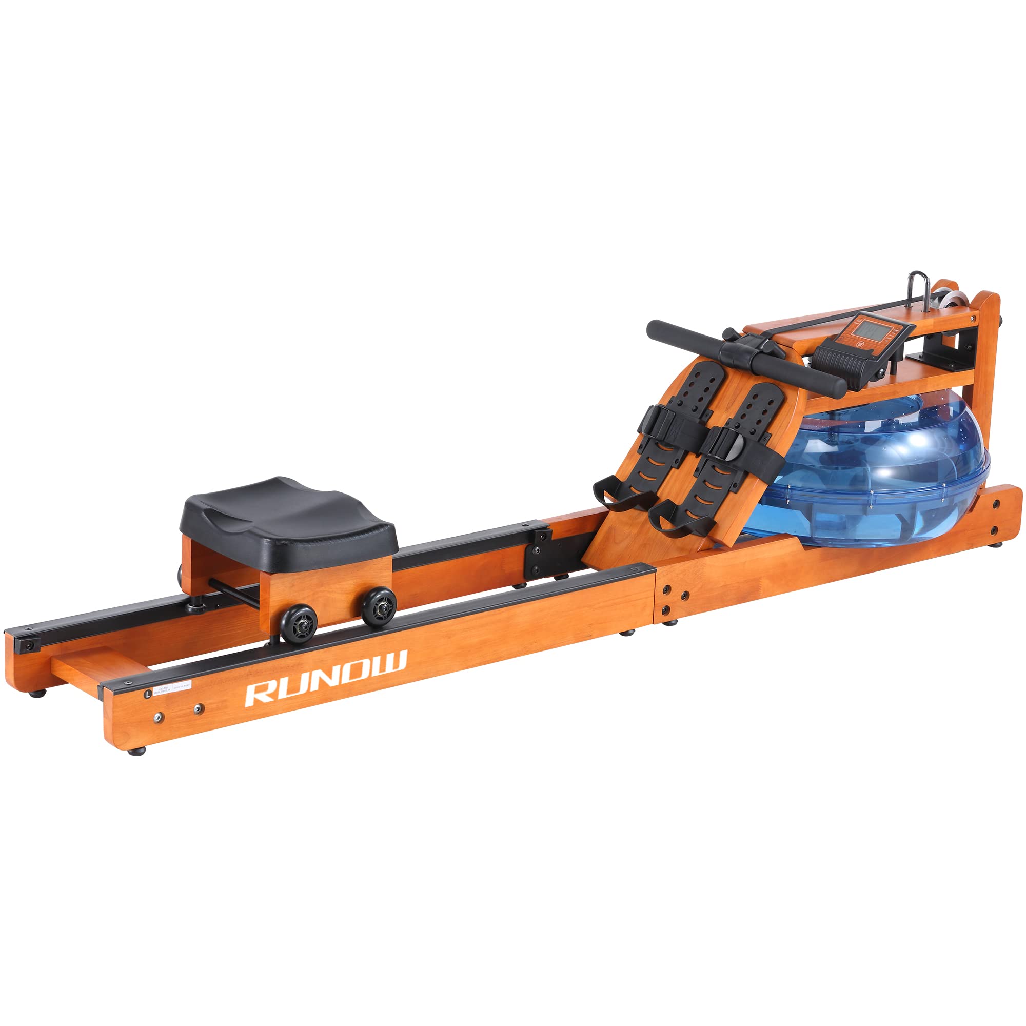 RUNOW Wooden Water Rowing Machine for Home Gym - LCD Monitor, 350 lbs Weight Capacity, Quiet Water Resistance Rower - Perfect for Full-Body Workout, Cardio Training & Small Space Fitness