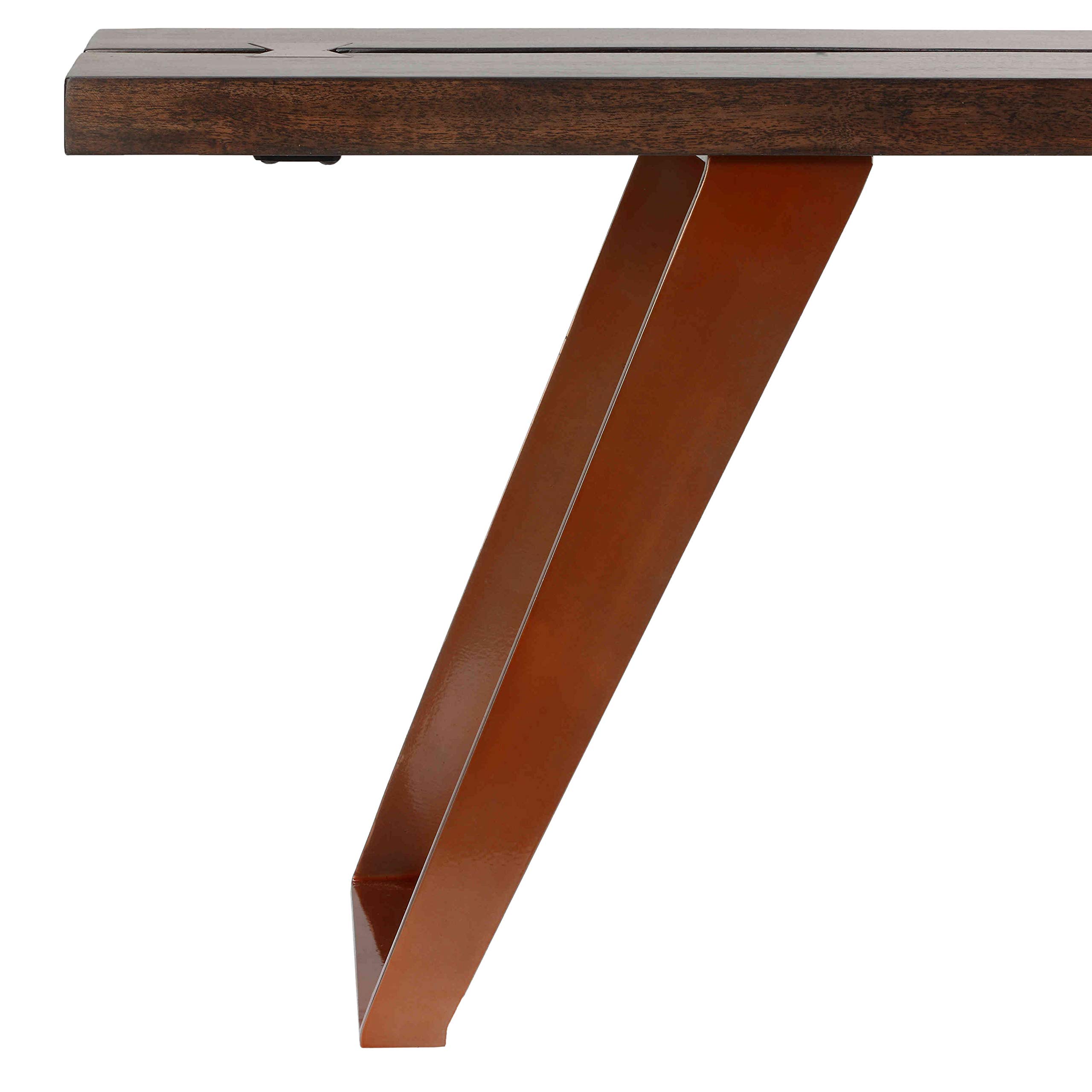 Bare Decor Admiral Dining Bench - Solid Wood Kitchen Bench with Cushion, Rustic Brown - Perfect for Farmhouse Dining Room, Kitchen Island, and Breakfast Nook Seating