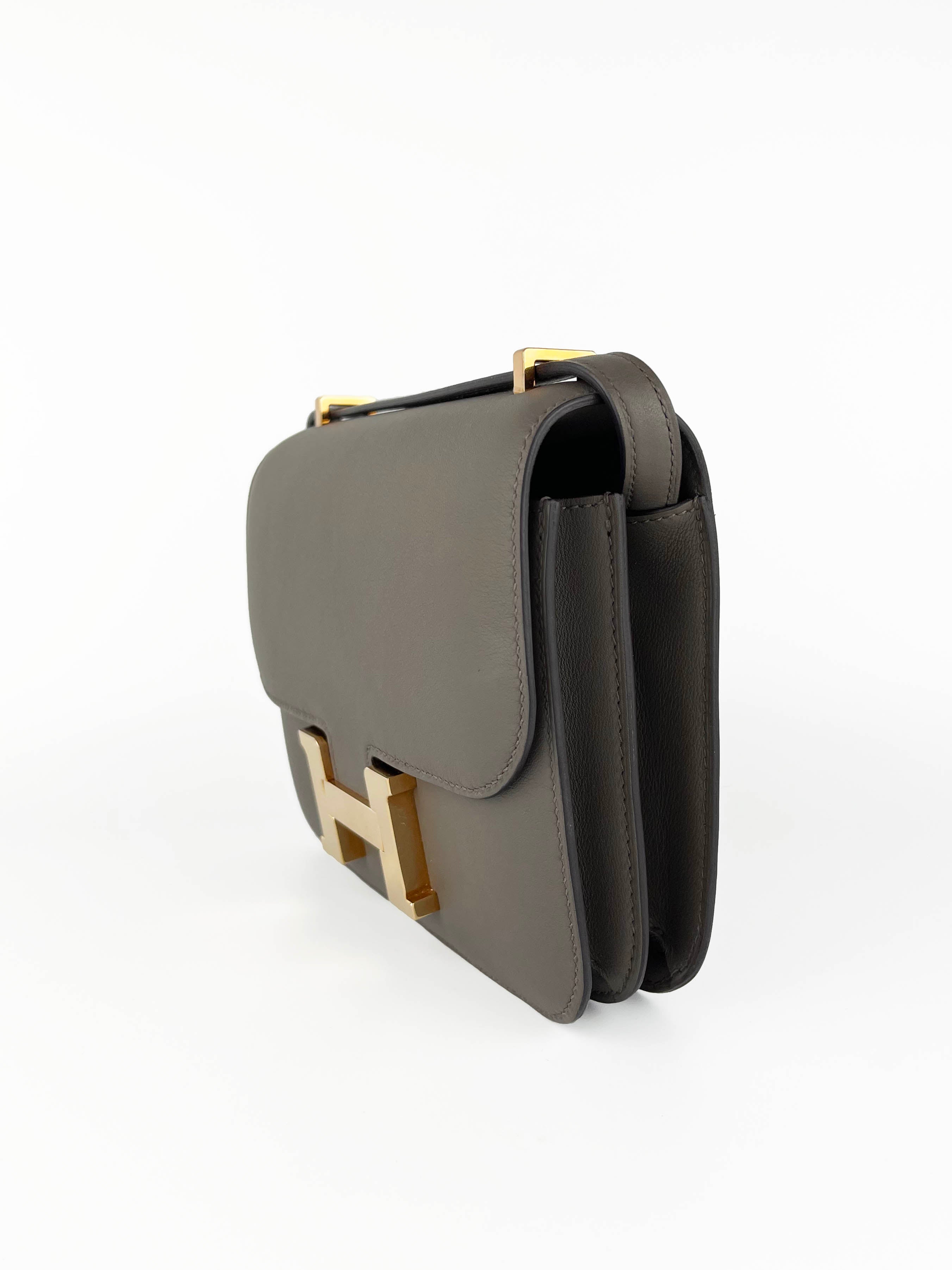 Hermes Gris Etain 8F Constance Mini Bag - Luxury Crossbody Bag for Women | Perfect for Date Night, Parties & Special Occasions