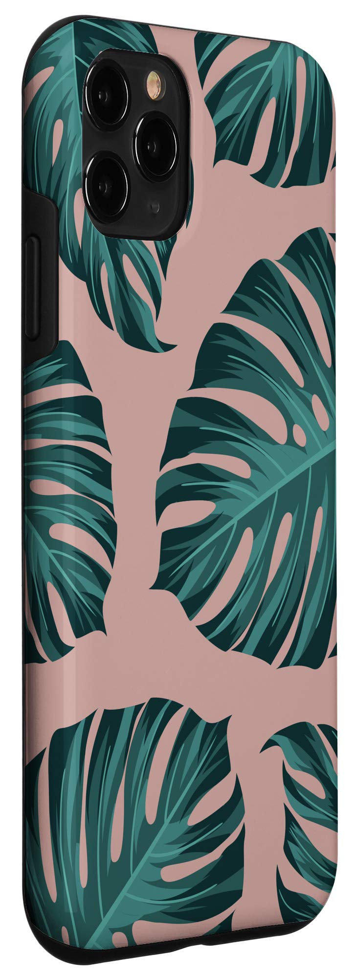 iPhone 11 Pro Case - Tropical Monstera Leaf Design, Pink Summer Pattern Phone Cover for Women, Perfect for Vacation & Beach Outings