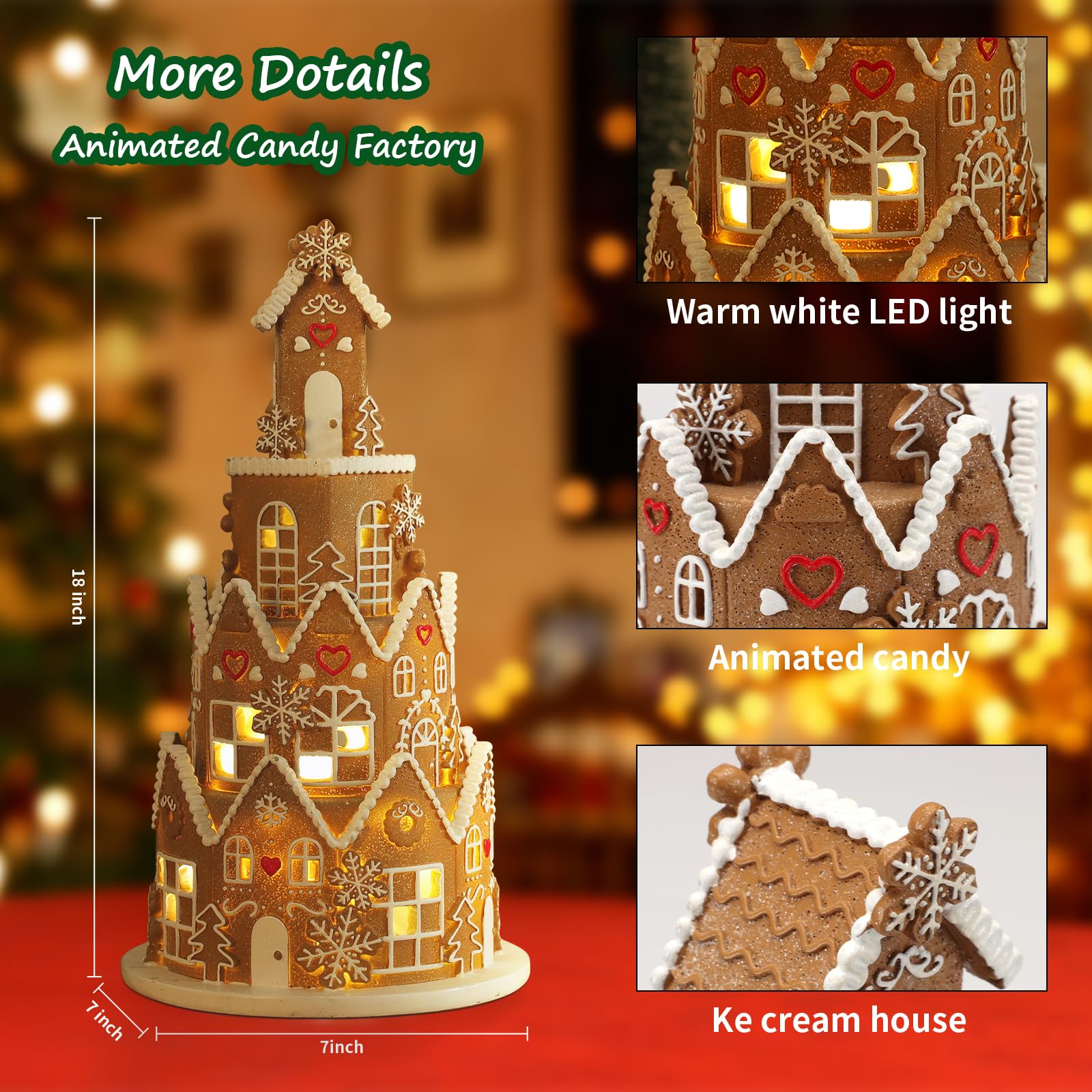 4-Story Gingerbread House Cookie Kit with LED Lights - DIY Christmas Baking & Holiday Decor for Parties, Gifts, and Festive Home Decoration