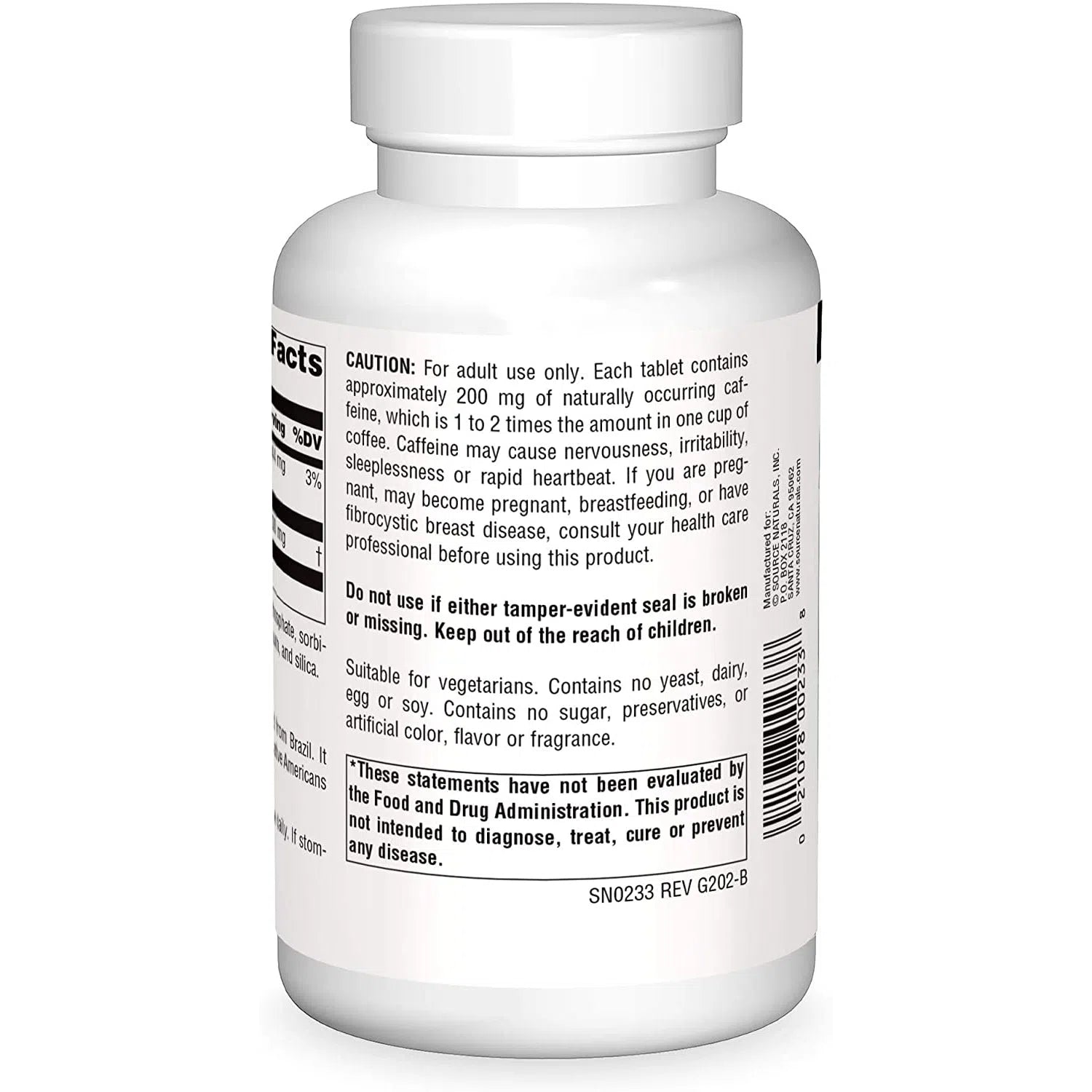 Source Naturals Guarana Energizer 900mg Supplement - Natural Energy Booster for Workouts, Focus & Mental Clarity | Vegan Capsules