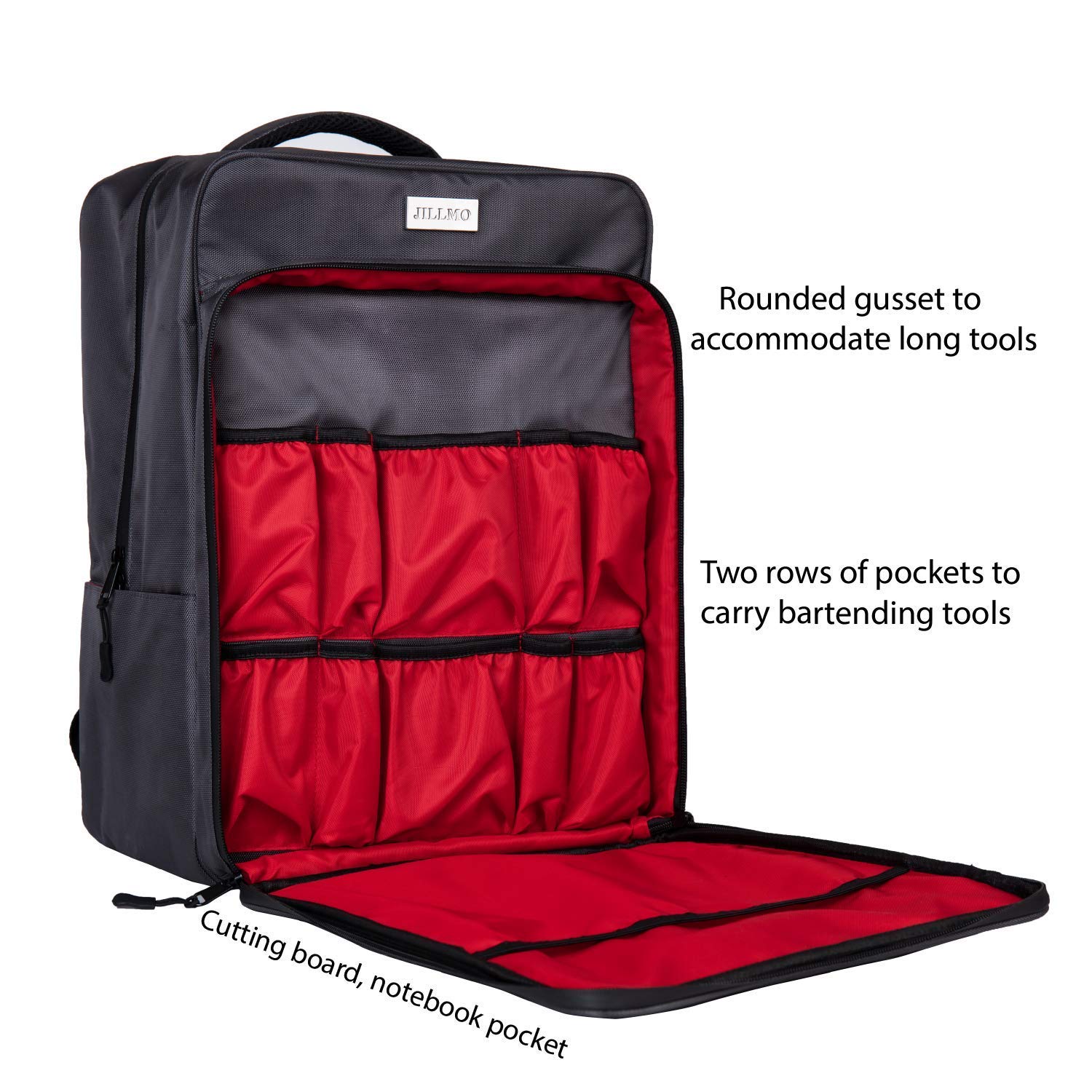 Jillmo 16-Inch Professional Bartender Bag - Durable Bar Kit Organizer for Bartending Tools (Bag Only) | Perfect for Cocktail Making, Mixology Classes & Home Bars