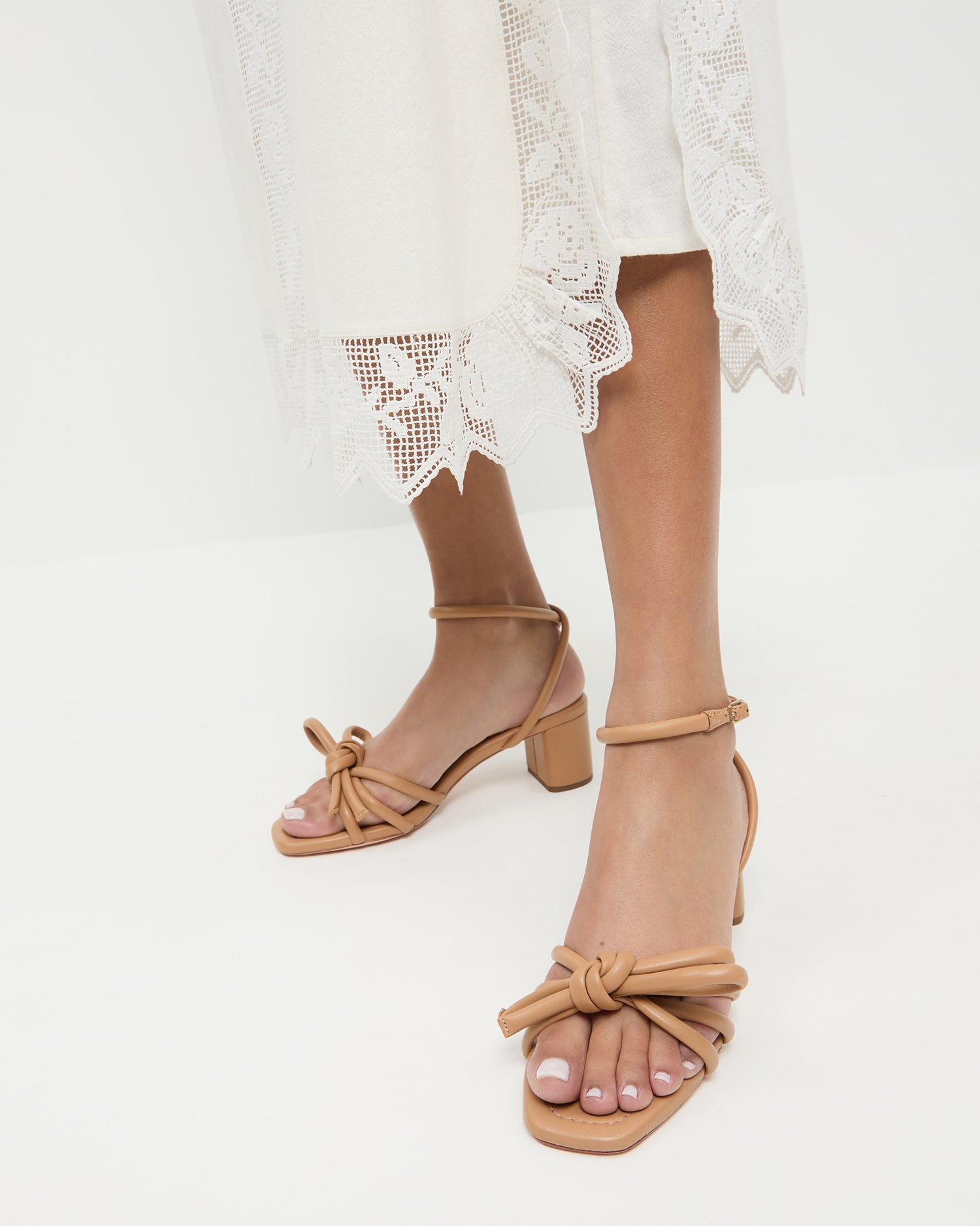 Mikel Dune Bow Mid Heel Sandals for Women - Comfortable Summer Dressy Strappy Sandals with Bow Detail | Perfect for Weddings, Parties & Beach Vacations