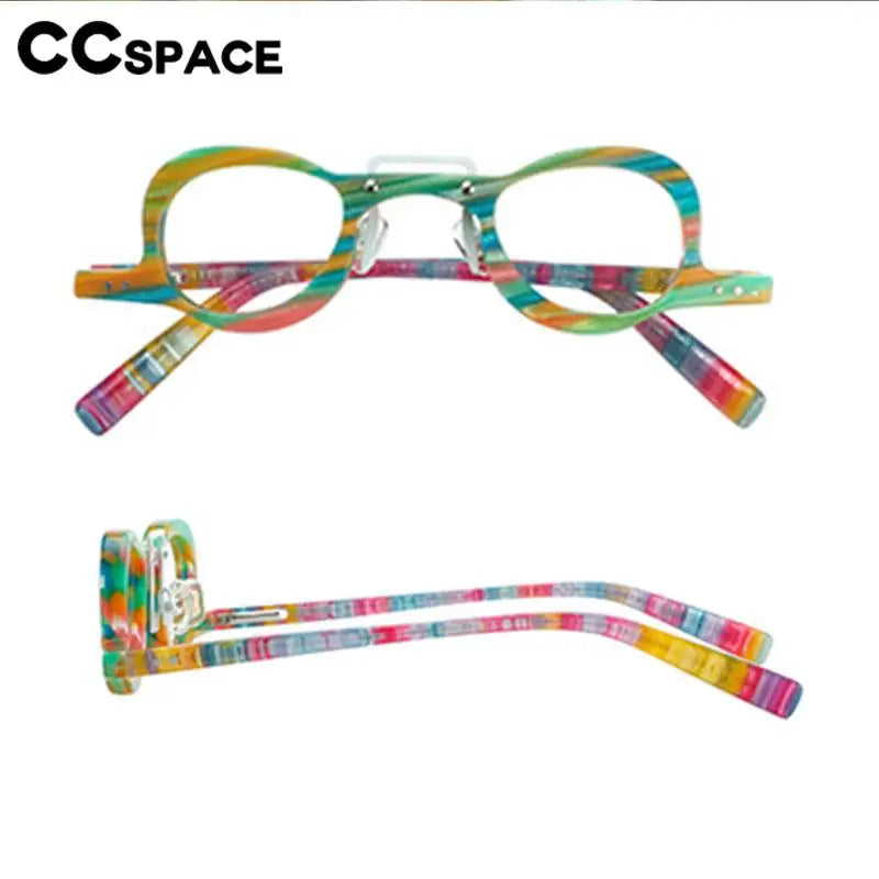 CCspace Women's Full Rim Small Round Double Bridge Acetate Eyeglasses Frame 57191 - Stylish Retro Glasses for Work, Reading & Everyday Fashion Accessory