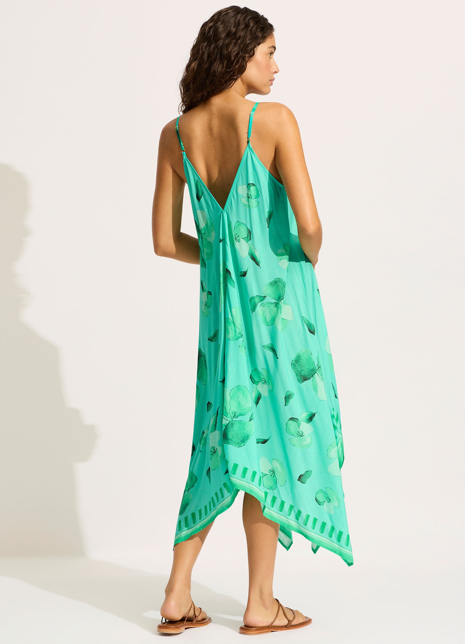 Secret Garden Print Scarf Midi Dress - Floral Wrap Dress for Women in Jade Green | Perfect for Spring Weddings, Garden Parties & Date Nights