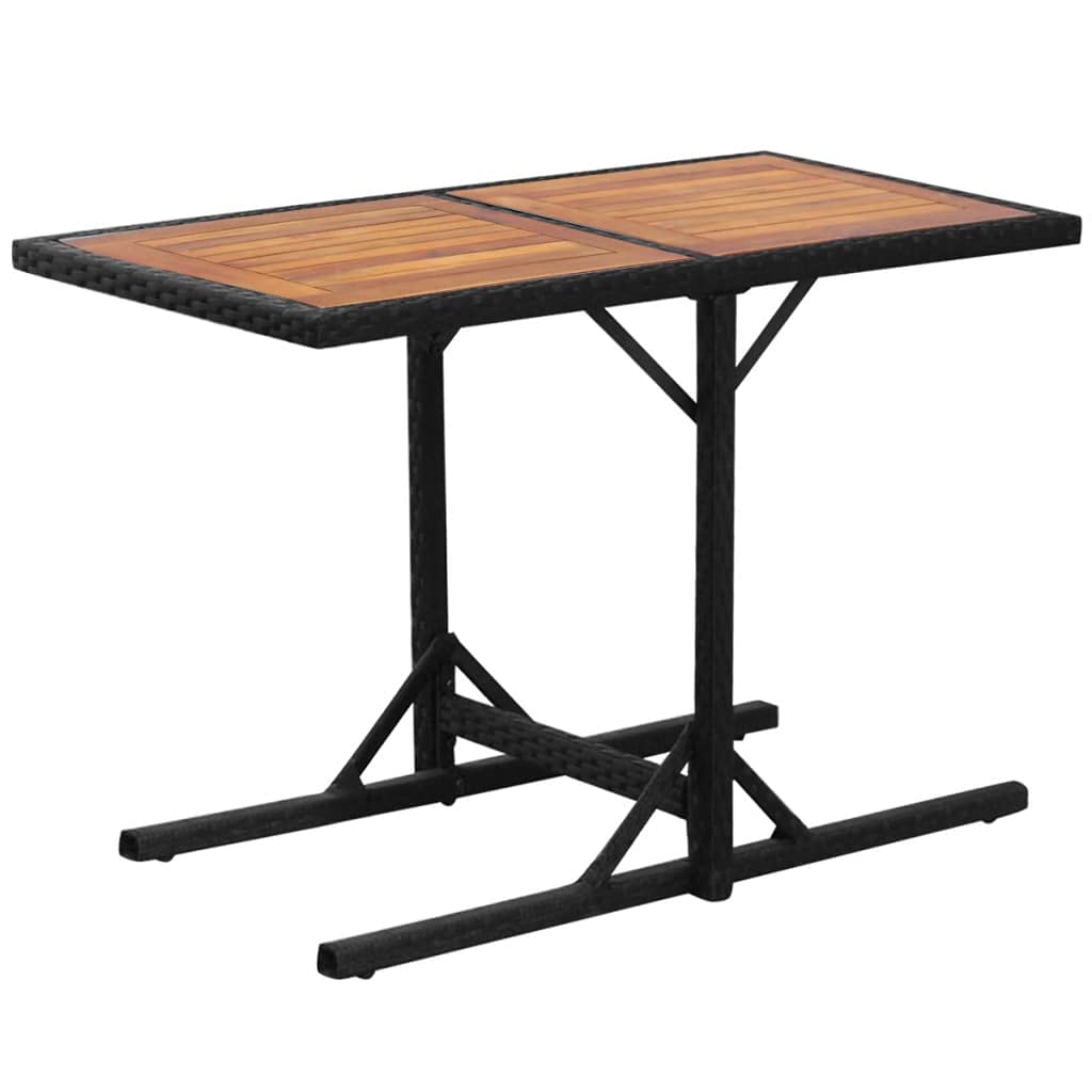 3-Piece Outdoor Patio Bar Set with Cushions - Black Poly Rattan Bistro Table & Stools for Backyard, Garden, Poolside or Balcony Dining