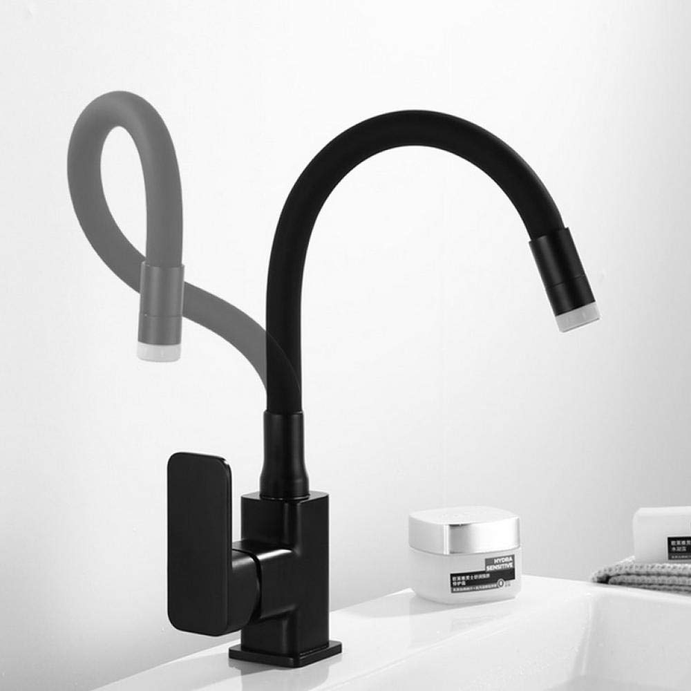 Matte Black Kitchen Faucet with 360° Swivel Spout - Single Handle Pull Down Sprayer Faucet for Sink - Modern Rotating Mixer Tap for Cooking, Washing Dishes & Kitchen Cleaning