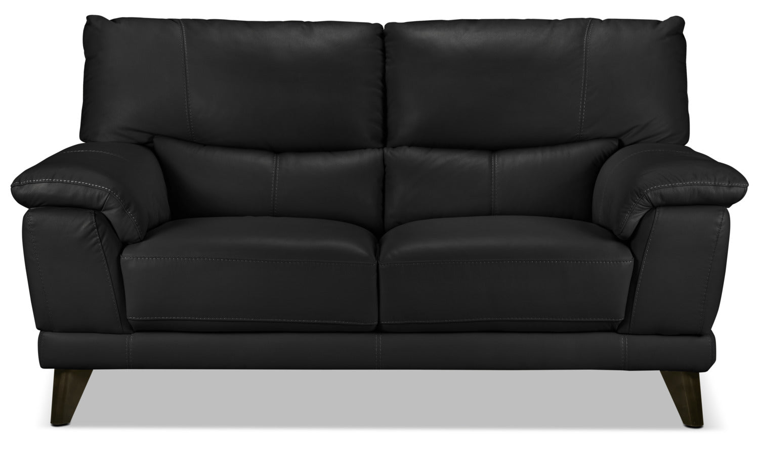 Braylon Leather Loveseat Sofa - Classic Black Faux Leather Small Couch for Living Room, Apartment & Office