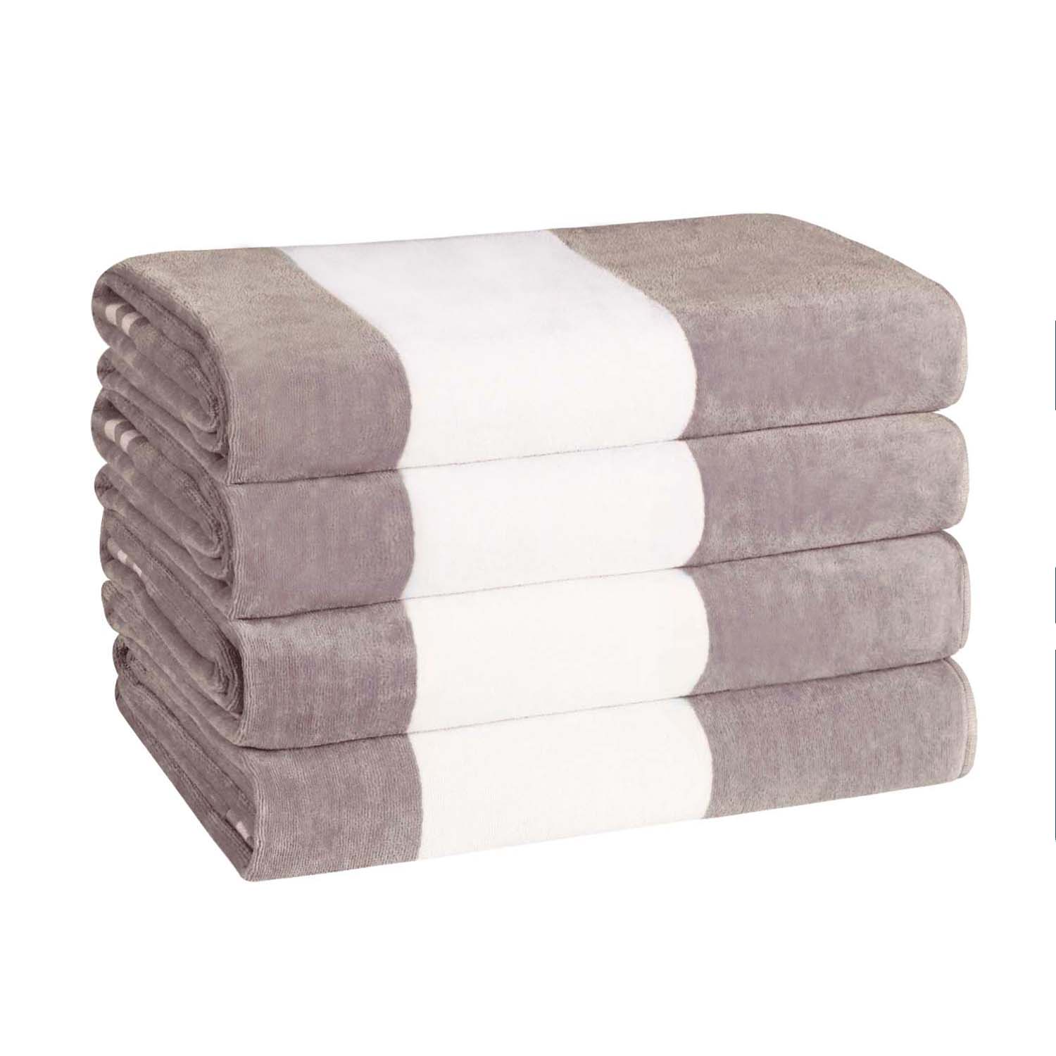 Premium Cabana Stripe Oversized Cotton Beach Towel Set of 2, 4, or 6 - Soft, Absorbent & Quick-Drying for Pool, Beach, Vacation & Spa Use