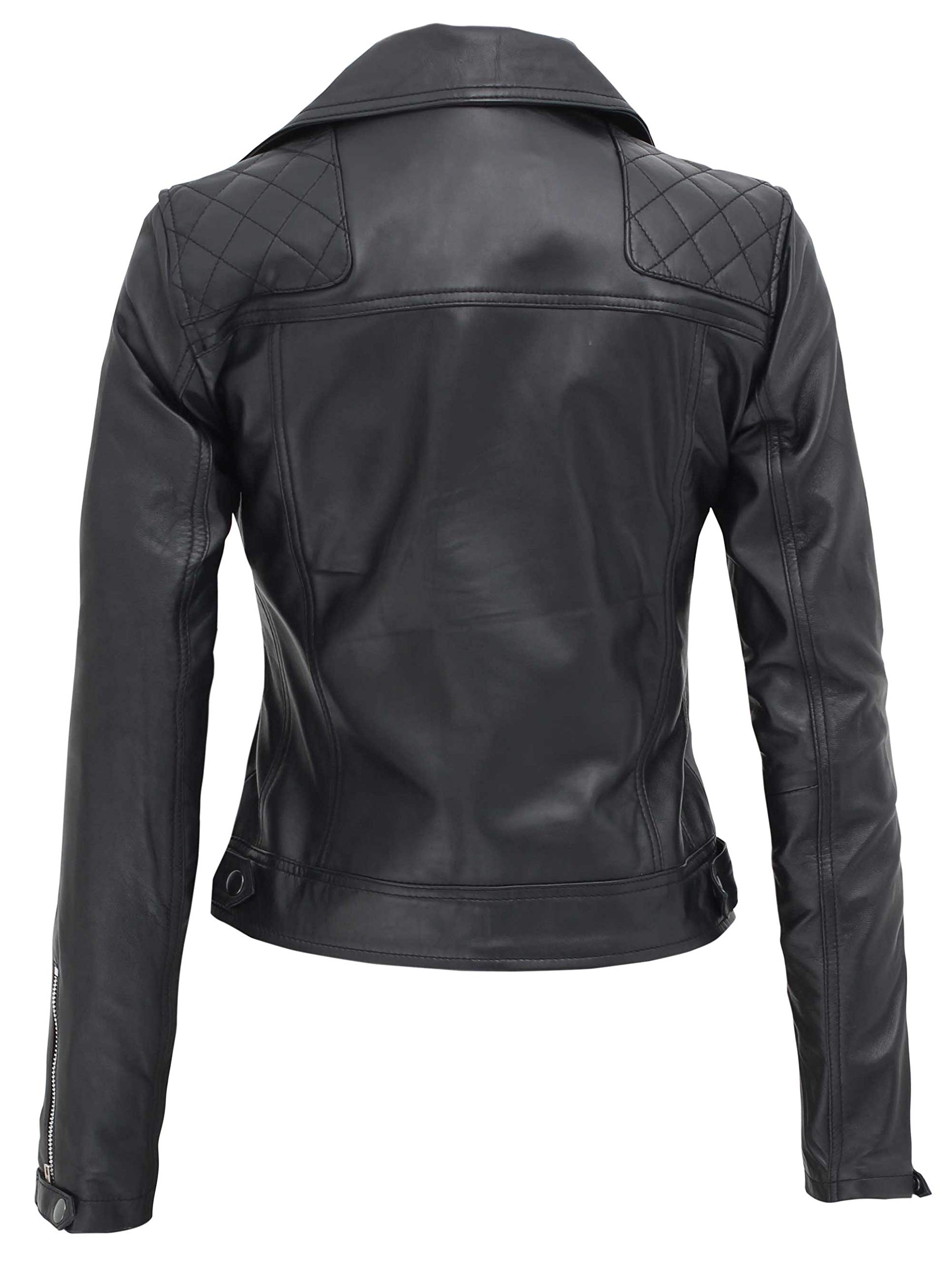 Blingsoul Genuine Leather Jackets for Women - Asymmetrical Biker Jacket with Zipper | Stylish Outerwear for Motorcycle Riding, Night Out & Fashion Streetwear