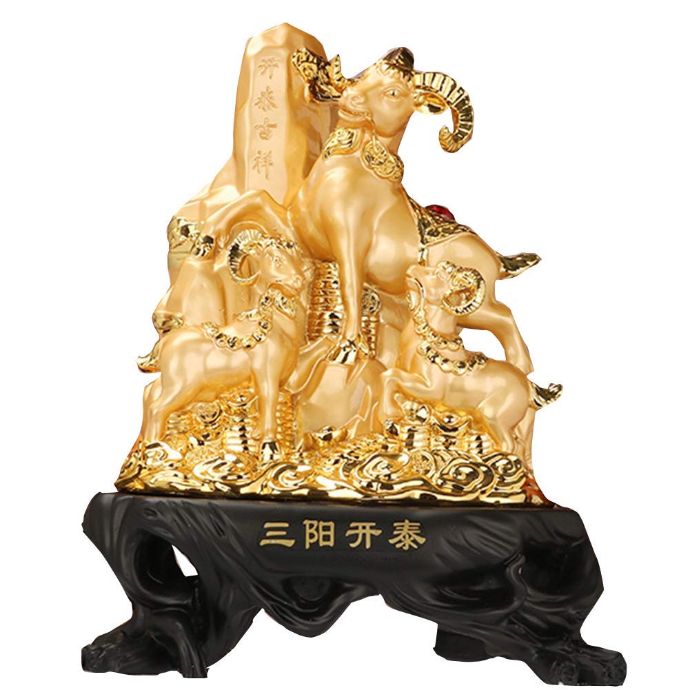 LIUSHI Feng Shui Sheep Statues - Chinese Zodiac Wealth Sculptures for Home & Office Decor, Auspicious Tabletop Ornaments for Living Room, Desk & Shelf Display | Perfect for Housewarming Gifts & Meditation Spaces