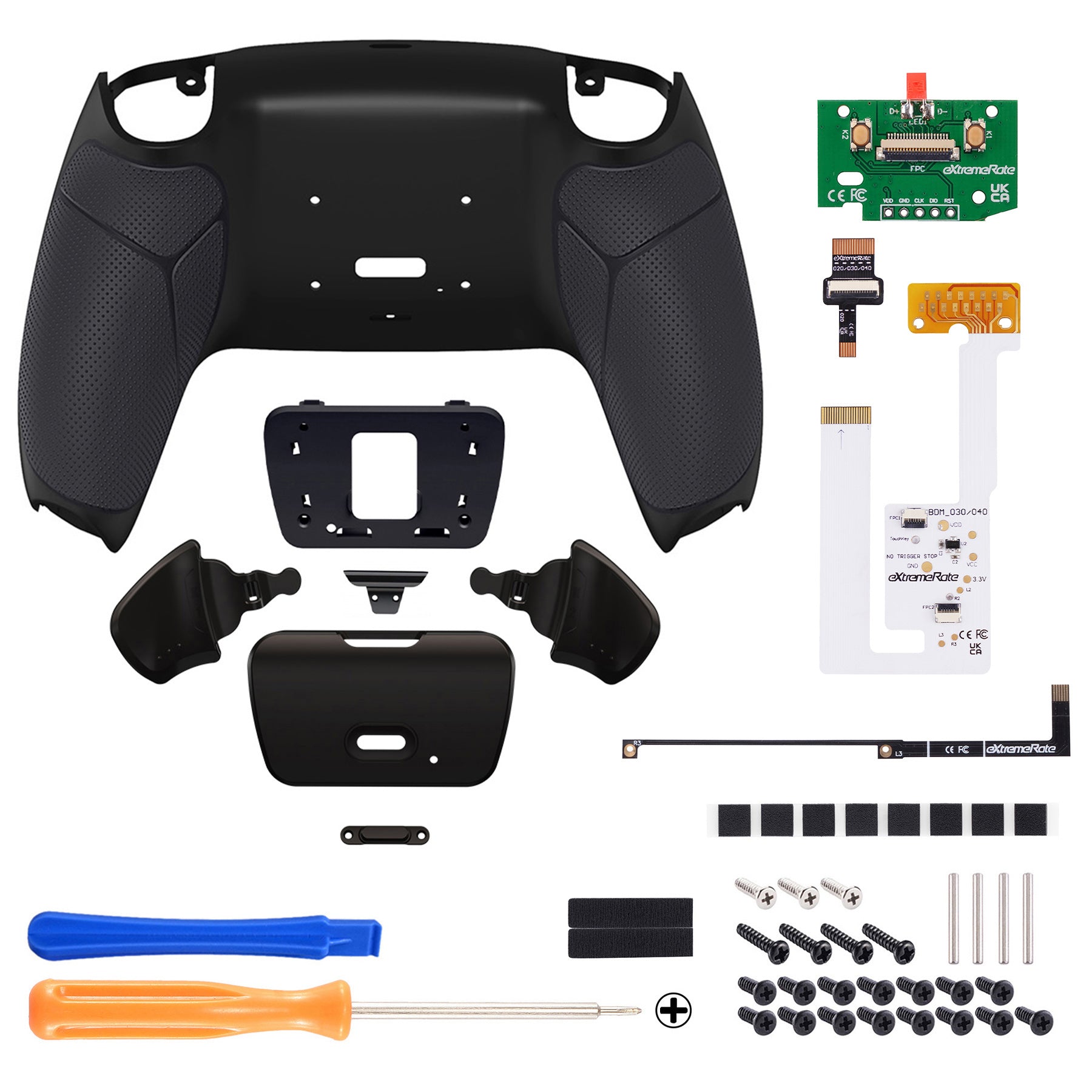 eXtremeRate Remappable RISE V3 Remap Kit for PS5 Controller BDM 030/040/050 - Rubberized Black Back Buttons | Customizable Gaming Accessories for Competitive Play & Enhanced Performance