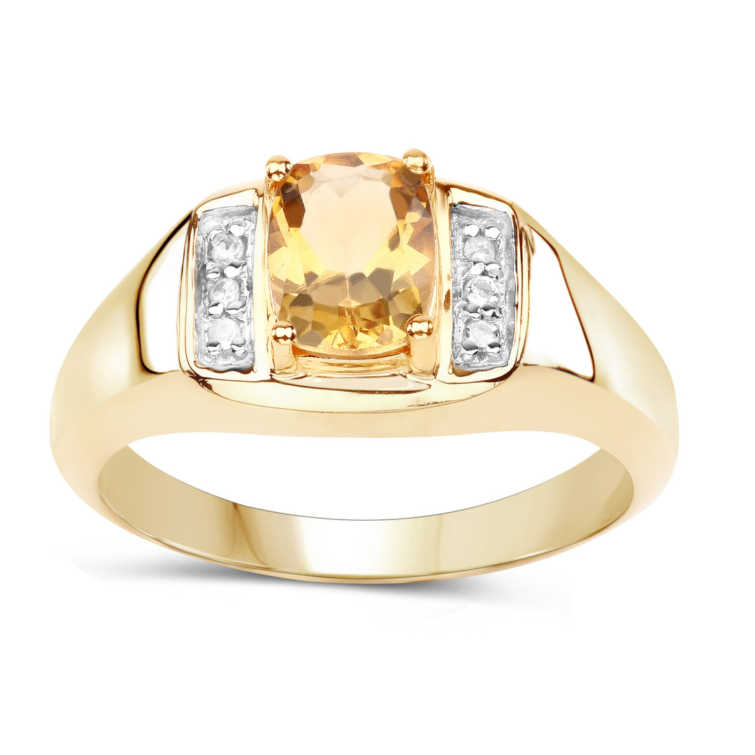 Natural Citrine & White Topaz Unisex Ring for Men & Women - Elegant Gemstone Jewelry for Everyday Wear, Gifts & Special Occasions