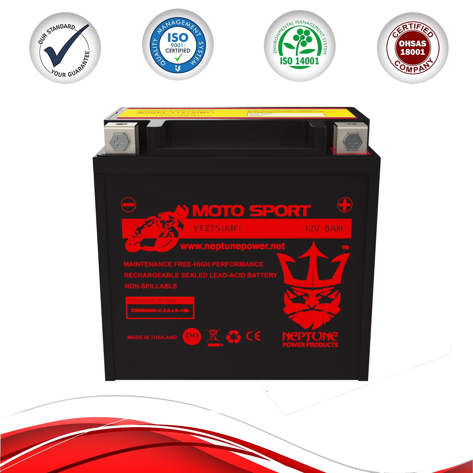 Neptune YTZ7S Replacement Battery for Power-Sonic PTZ7S - Maintenance Free Sealed Powersport Battery for Motorcycles, ATVs & Jet Skis - Reliable Starting Power in Extreme Conditions