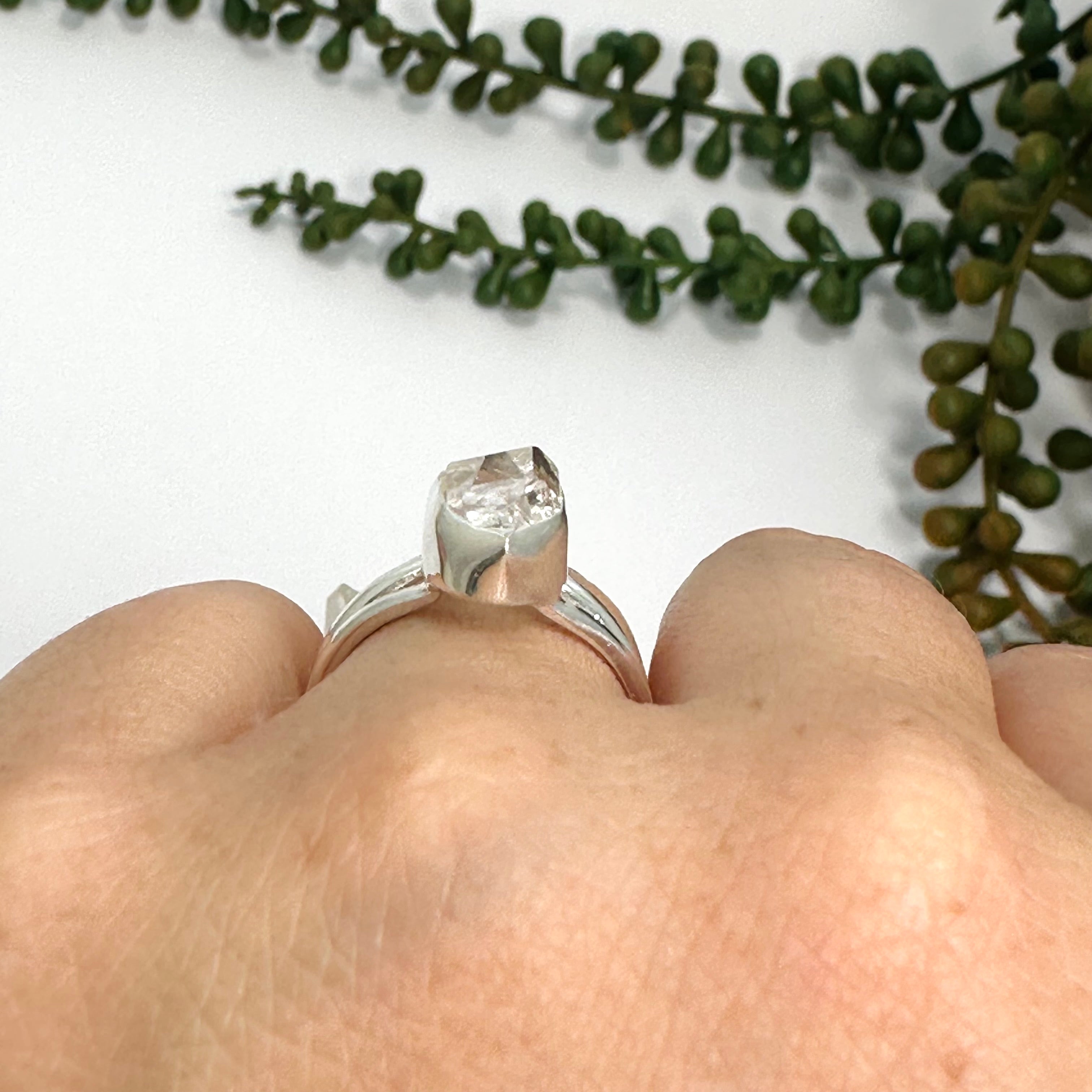 Natural Diamond Quartz Raw Split Band Ring Size 6.5 - PRGJ780 - Perfect for Boho Chic Jewelry, Wedding Bands & Everyday Fashion Accessories