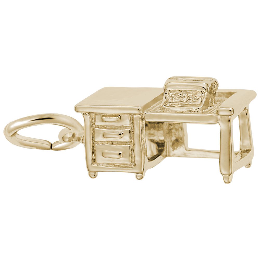 10K Yellow Gold Desk Charm - Elegant Charms for Bracelets & Necklaces - Perfect for Gifts, Jewelry Making & Personal Accessories
