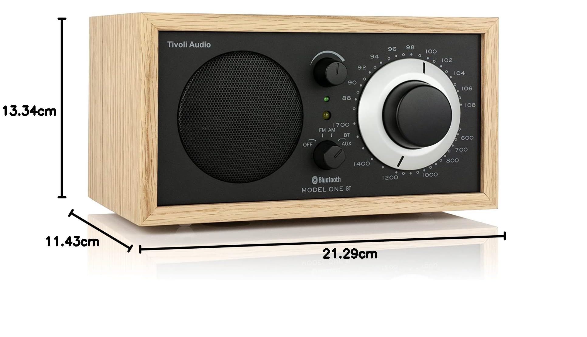 Tivoli Audio Model One Bluetooth AM/FM Radio - Premium Wooden Oak & Black Design for Home, Office, or Bedroom - Wireless Streaming & Crystal Clear Sound