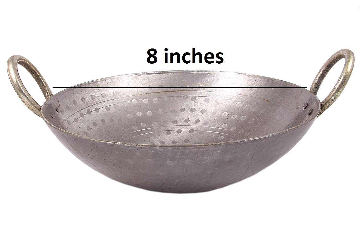 8 Inch Hammered Iron Karahi Kadai - Deep Fry Wok Balti Dish with Handle for Indian Cooking, Stir Frying & Home Kitchen Use