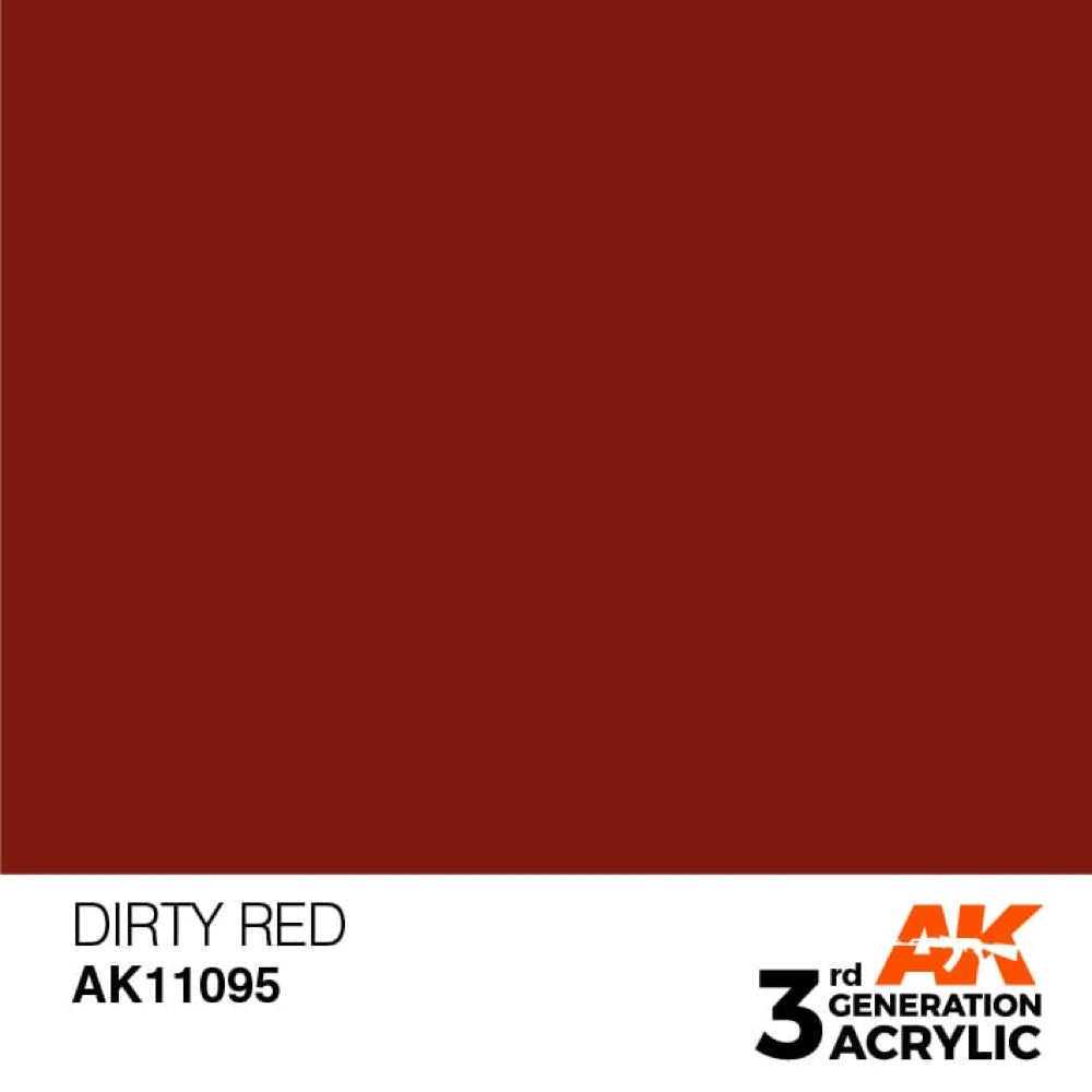 AK Interactive AK11095 Dirty Red Acrylic Paint - 17ml Bottle (3rd Generation) for Military Models & Miniature Painting | Scale Model Supplies for Tank, Aircraft & Diorama Projects