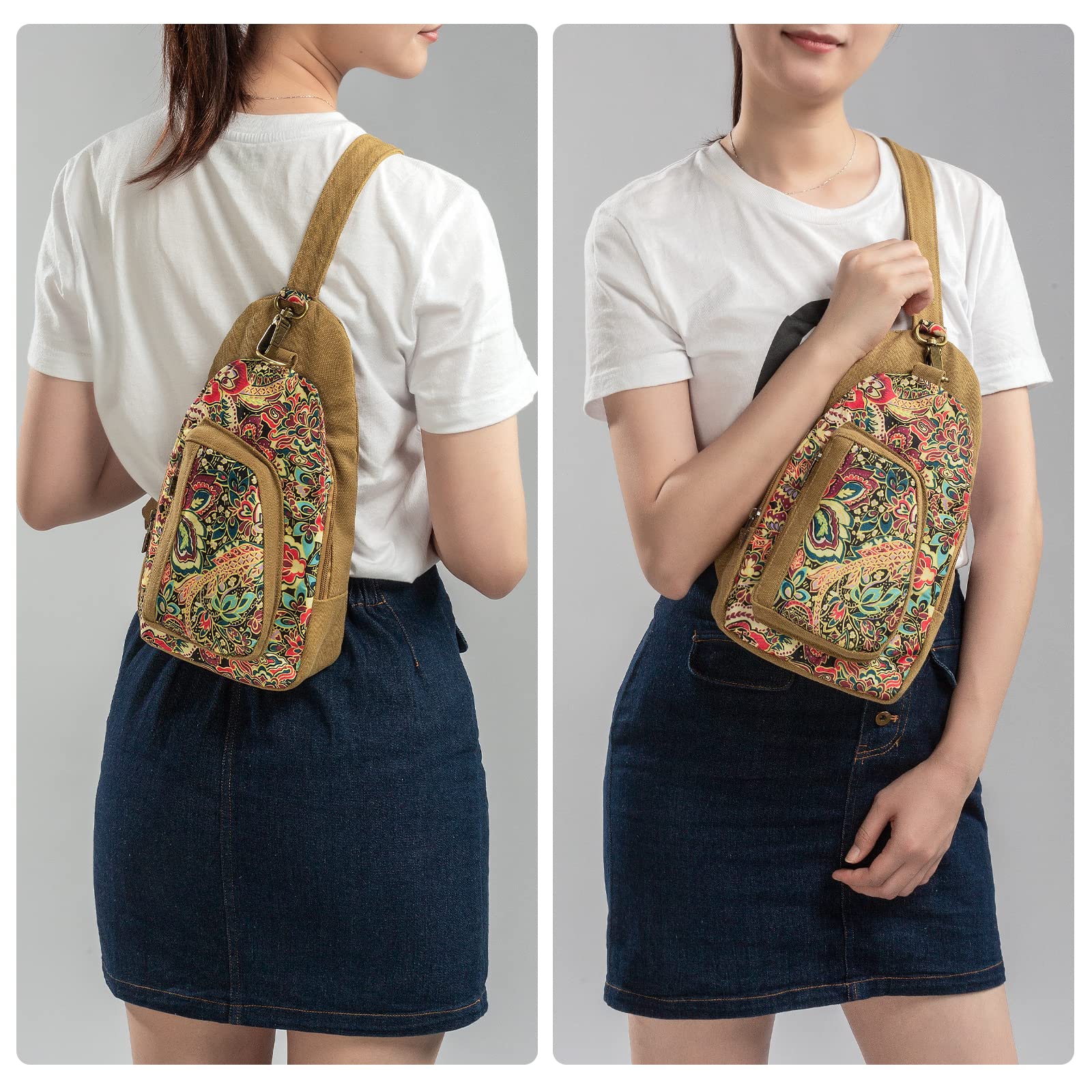 Black Butterfly Canvas Chest Bag - Small Crossbody Pack for Travel, Hiking & Outdoor Adventures - Stylish Inclined Shoulder Bag for Women & Men