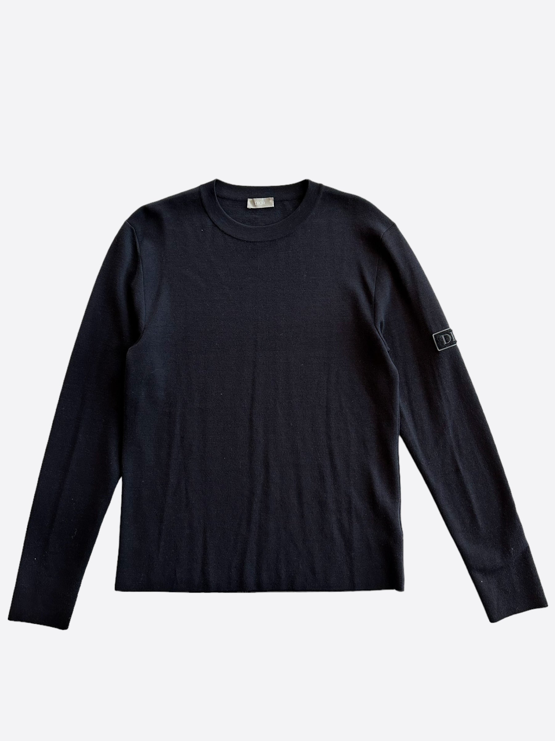 Dior Black Patch Wool Sweater for Women - Luxury Knit Pullover with Embroidered Details | Perfect for Winter Fashion, Office Wear & Holiday Outfits