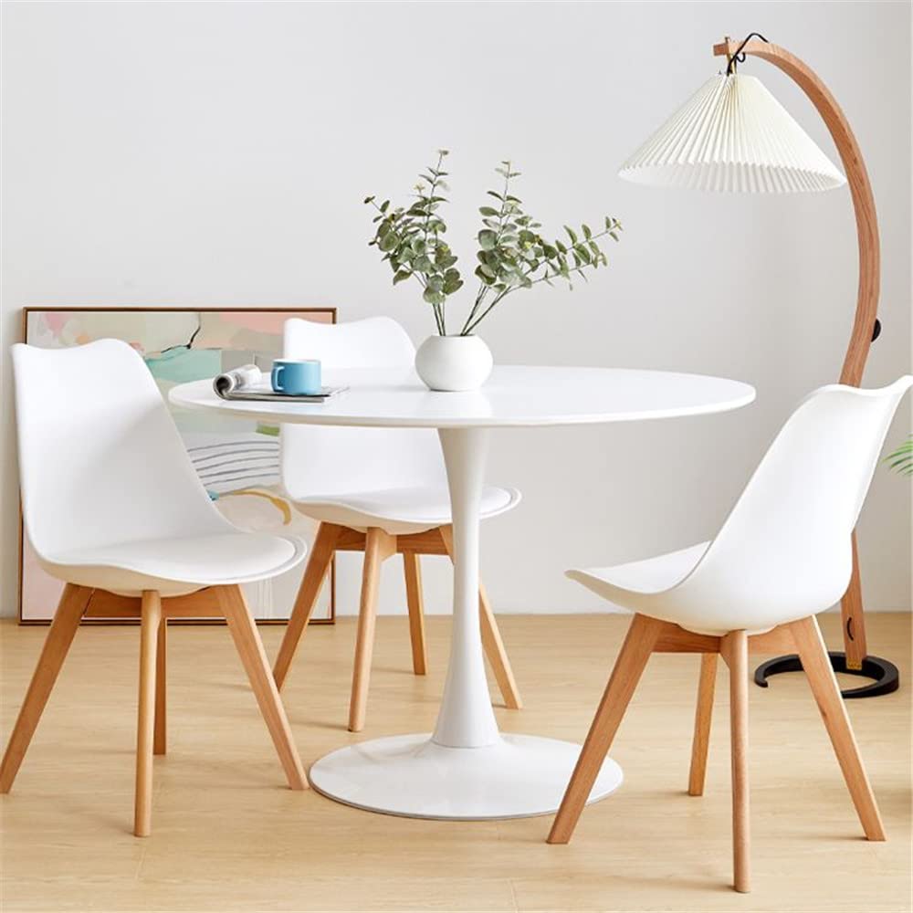 NIUYAO Solid Wood Round Modern Dining Table with Tulip Base - 31.5